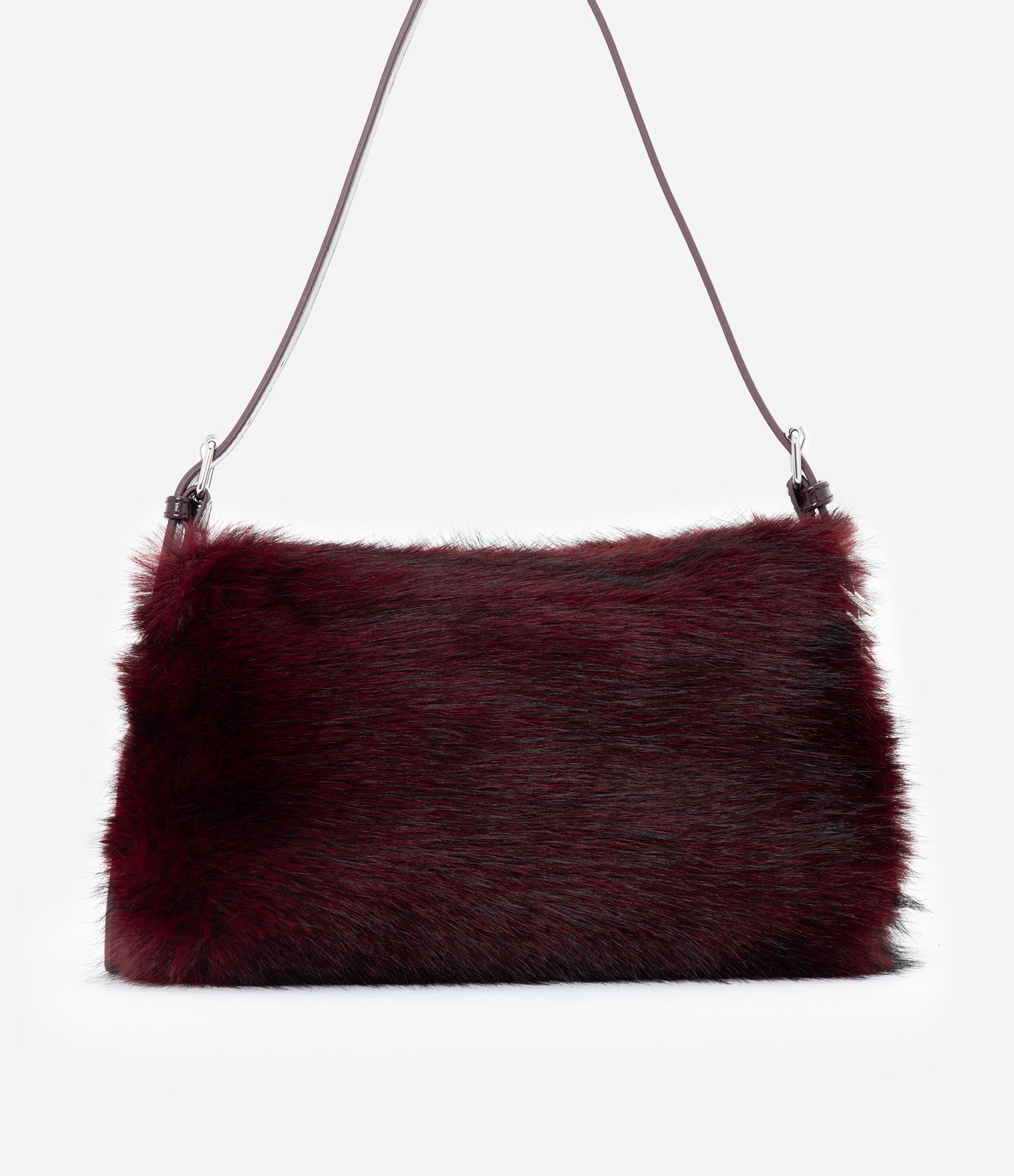 Bolsa Média com Textura de Pelo Vinho 3