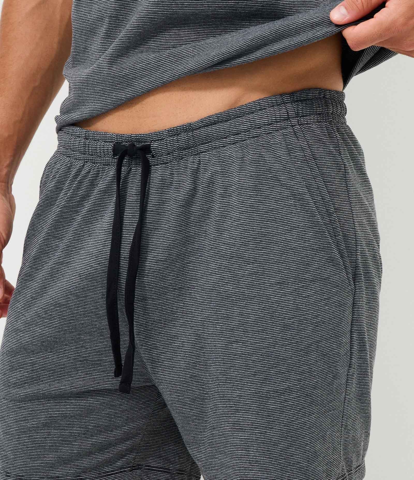 Pijama Curto Listras Finas Preto 3