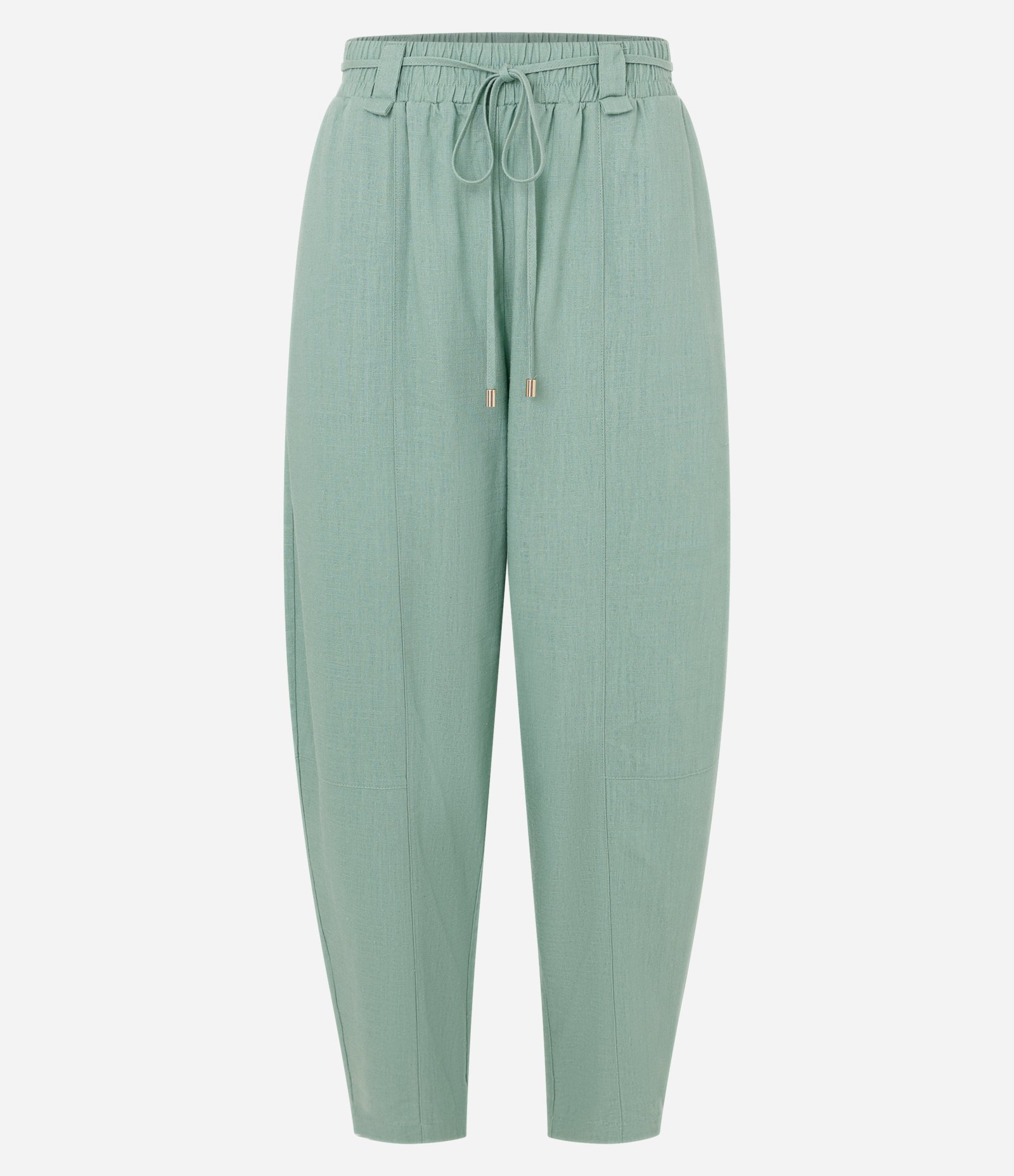 Calça Cenoura em Viscolinho com Amarração Frontal Verde 5