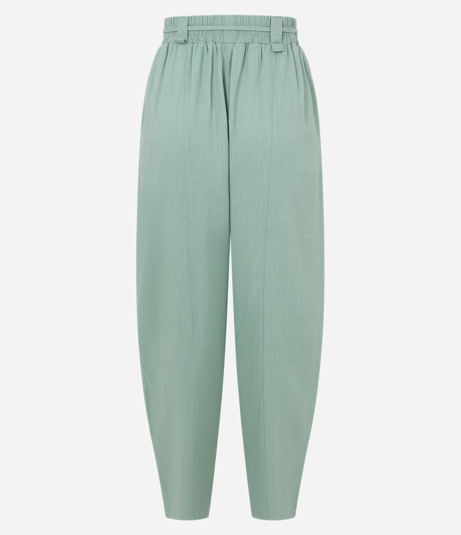 Calça Cenoura em Viscolinho com Amarração Frontal Verde 6