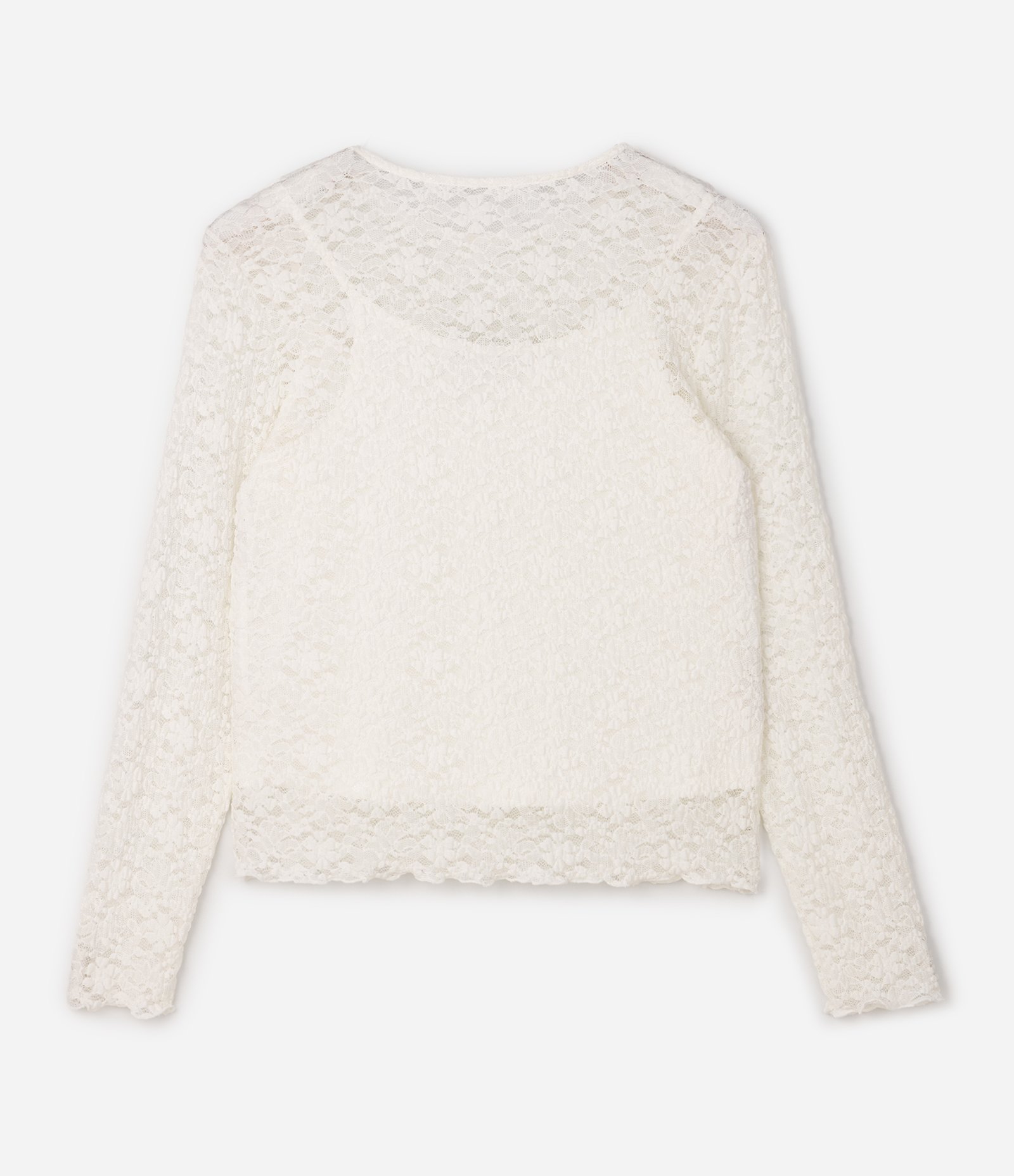 Blusa de Renda Floral Manga Longa Curve & Plus Size Off White 2