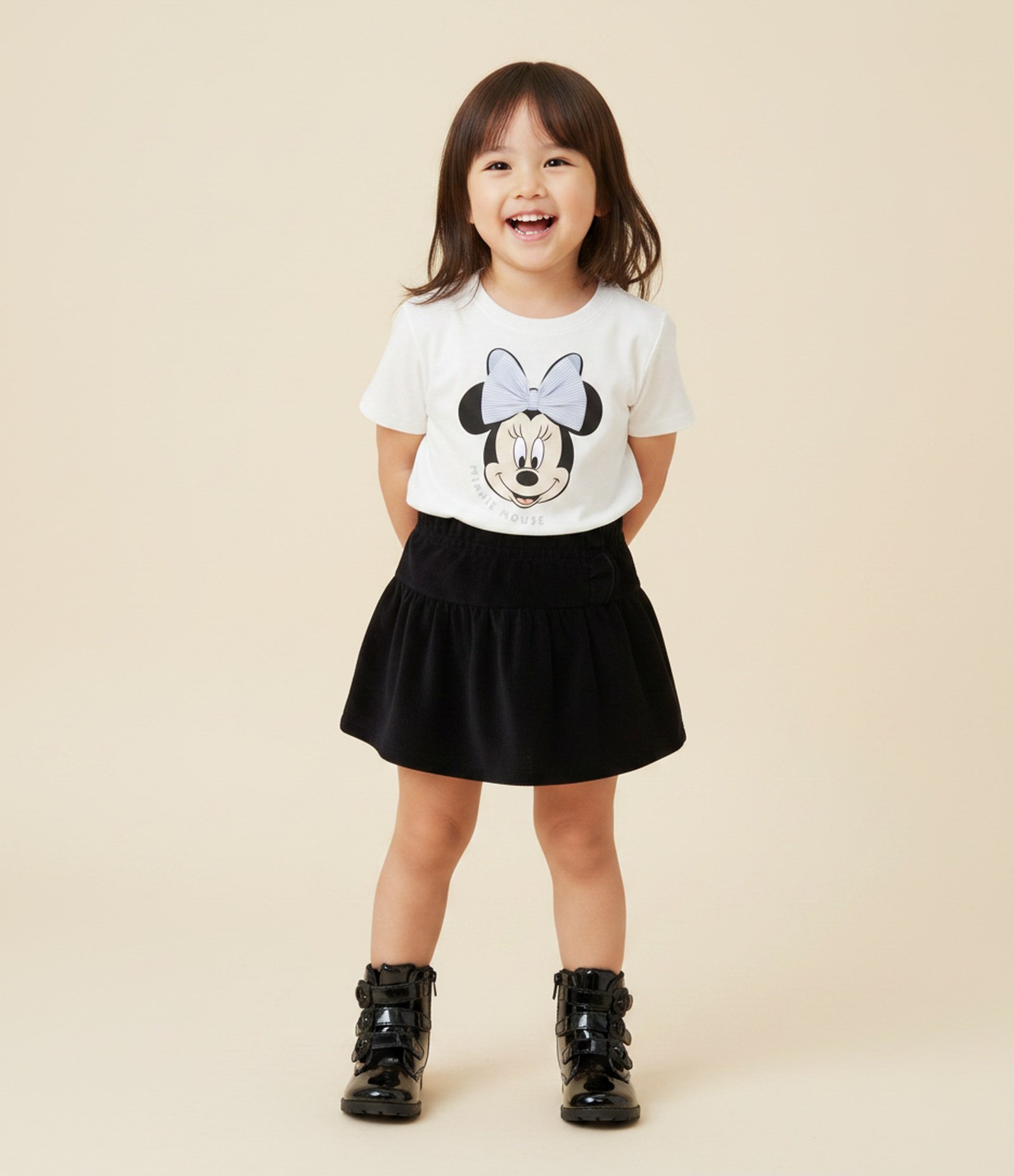 Camiseta Infantil Boxy com Estampa Minnie e Laço – Tam 1 a 6 Anos Branco 1