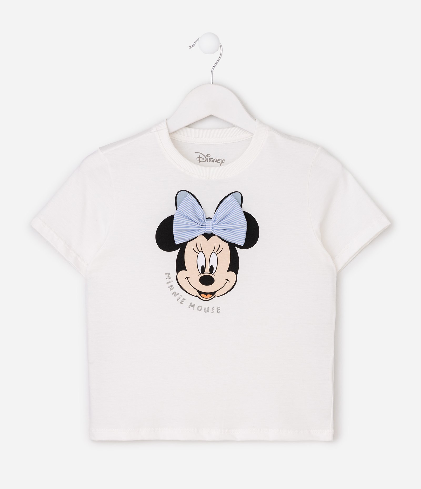 Camiseta Infantil Boxy com Estampa Minnie e Laço – Tam 1 a 6 Anos Branco 2