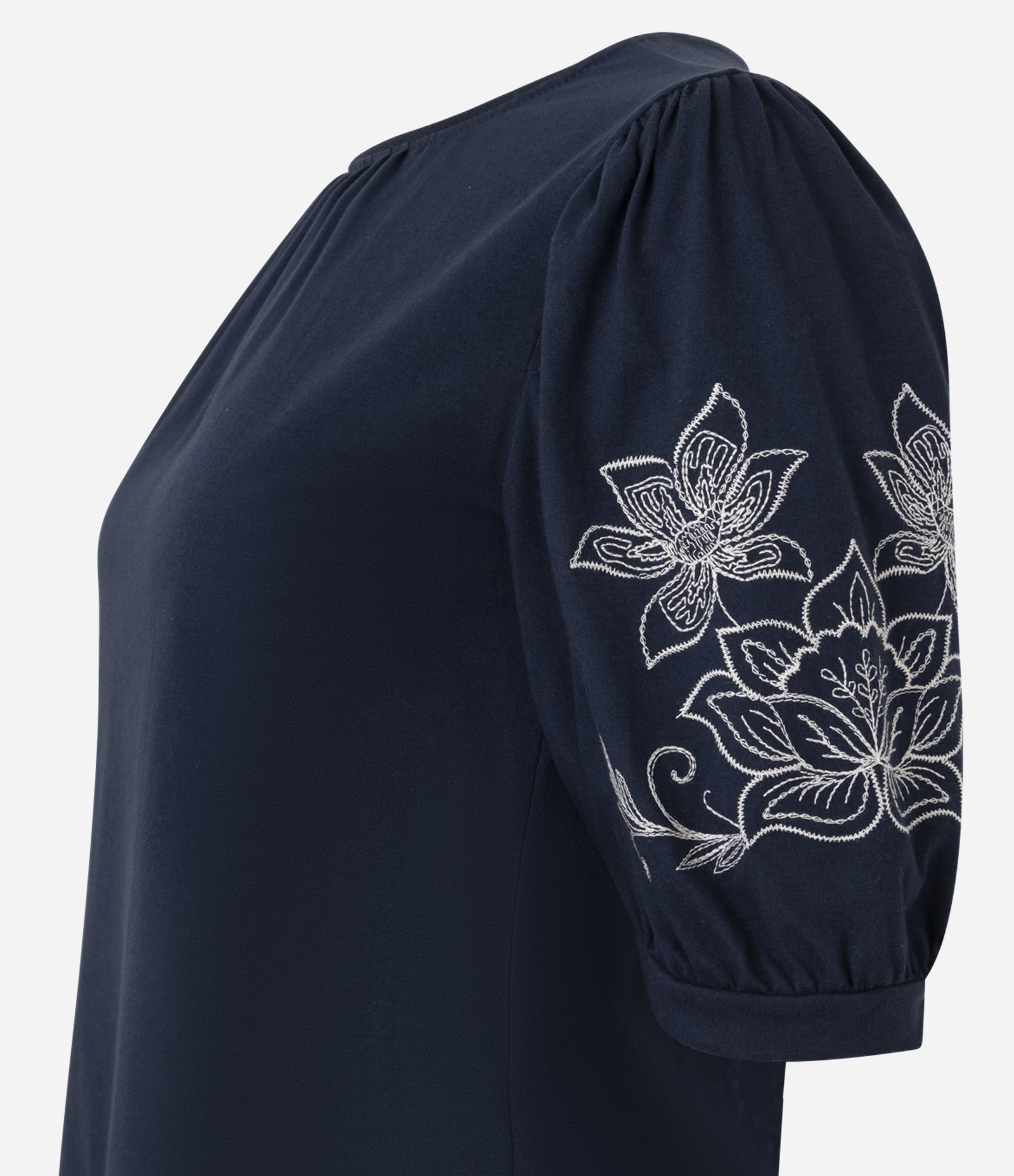 Blusa Manga Curta em Algodão com Bordado Floral Azul 6