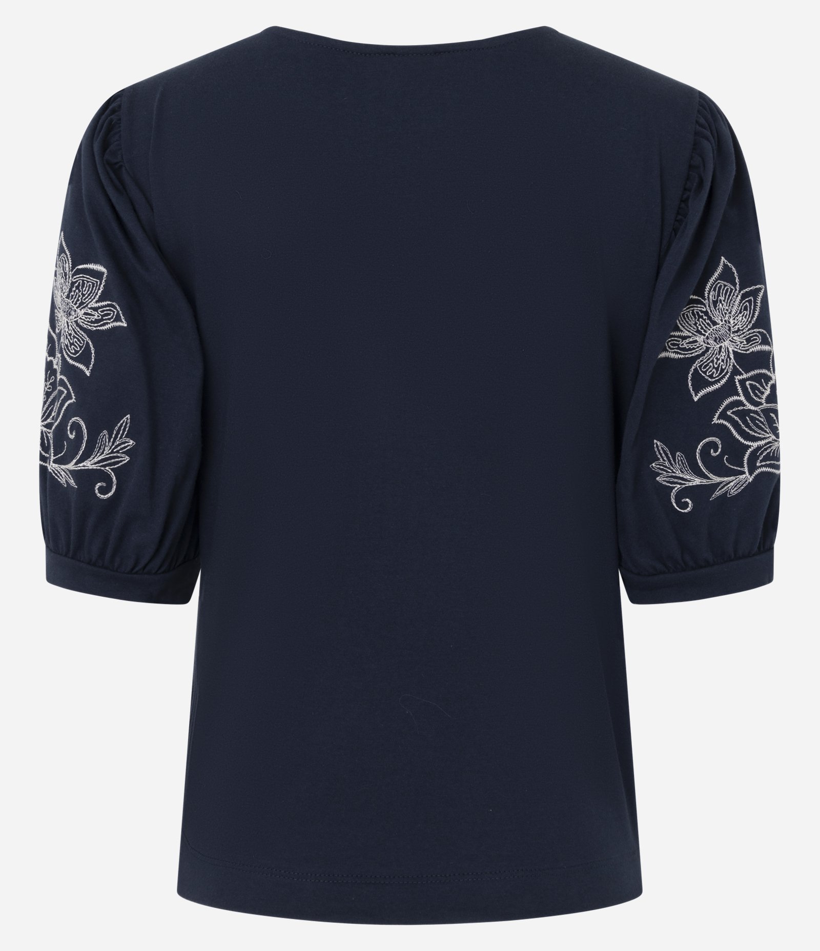 Blusa Manga Curta em Algodão com Bordado Floral Azul 7
