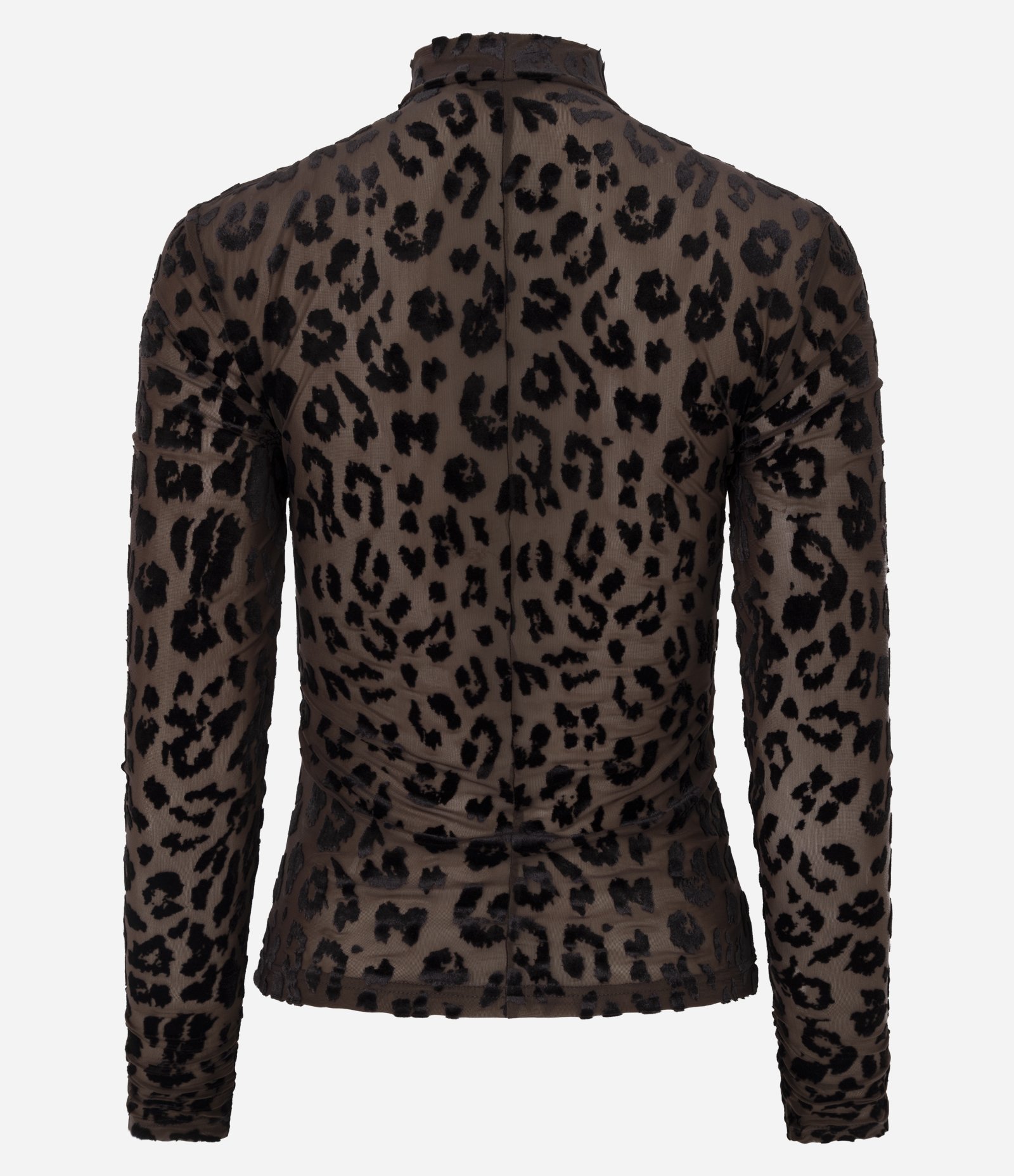 Blusa Ajustada em Tule com Estampa Animal Print Marrom 7