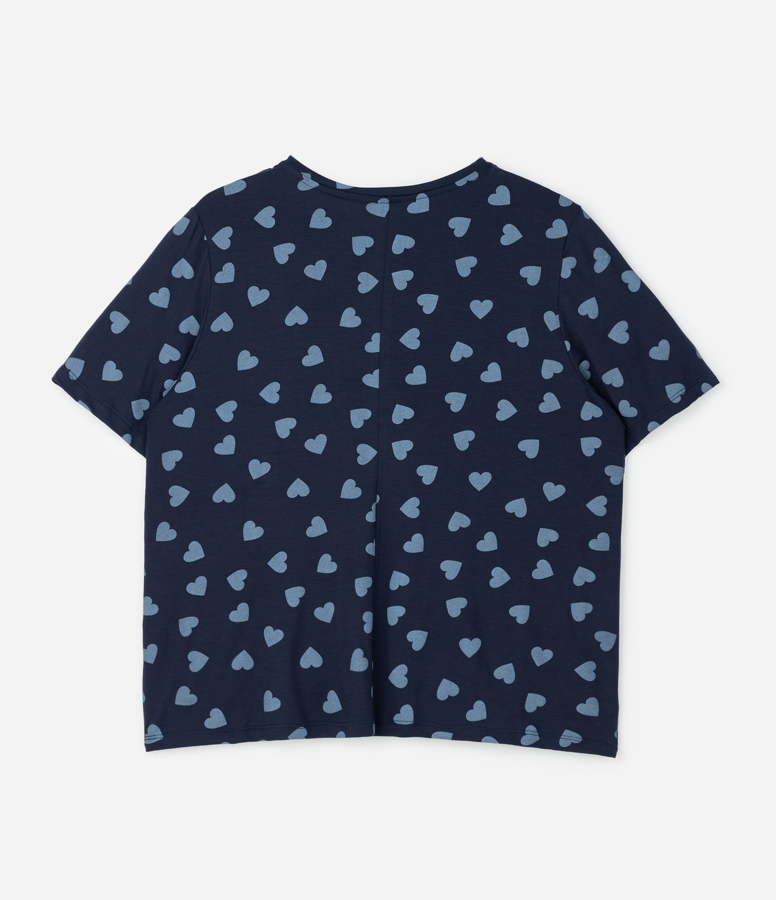 Pijama Curto com Estampa de Corações Curve & Plus Size Azul 3