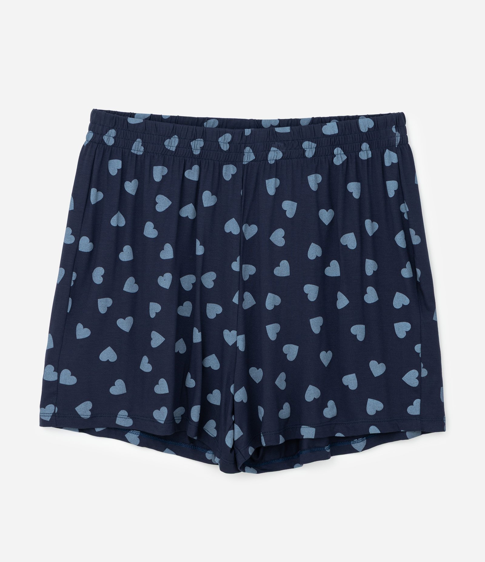 Pijama Curto com Estampa de Corações Curve & Plus Size Azul 4