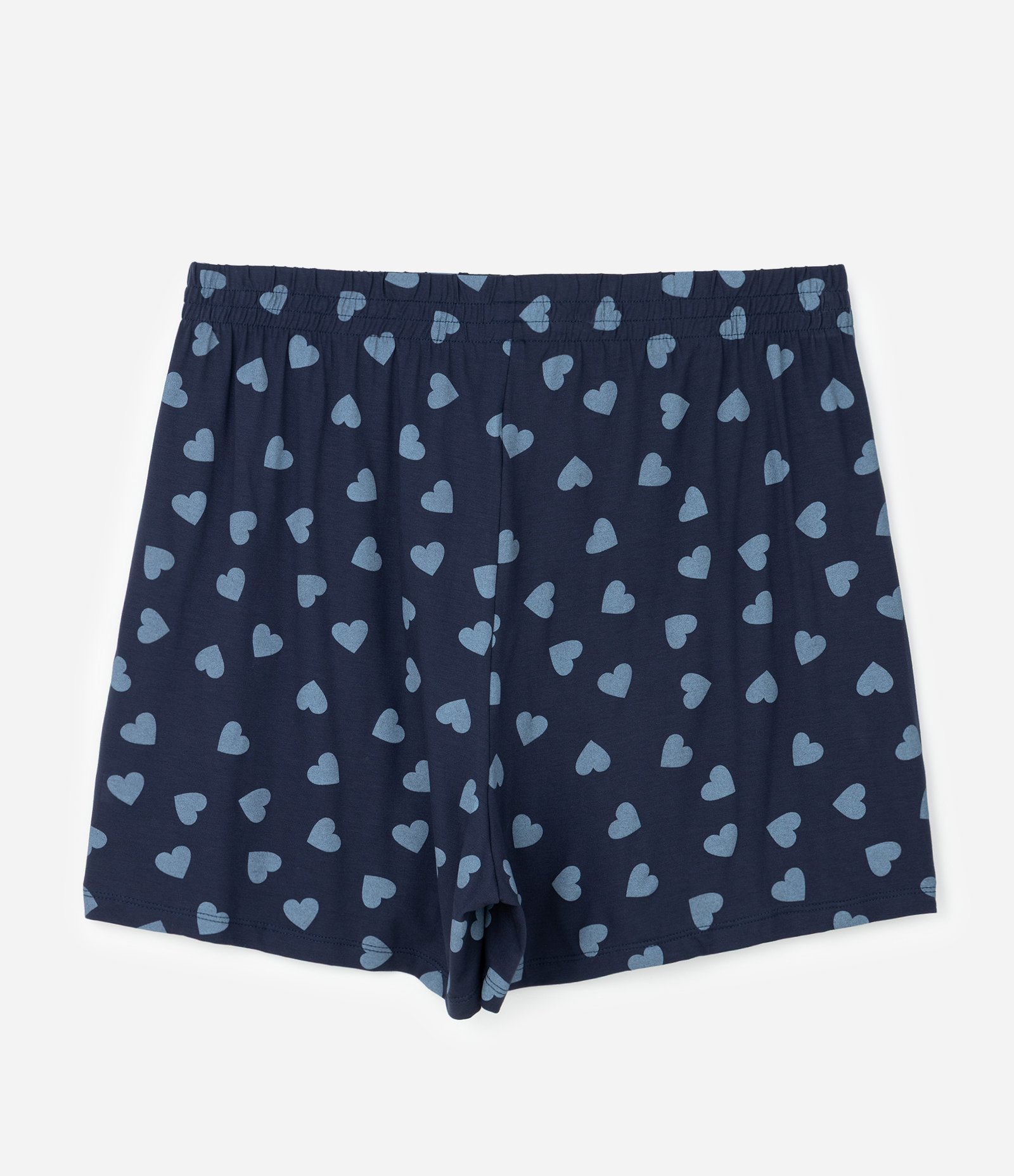 Pijama Curto com Estampa de Corações Curve & Plus Size Azul 5