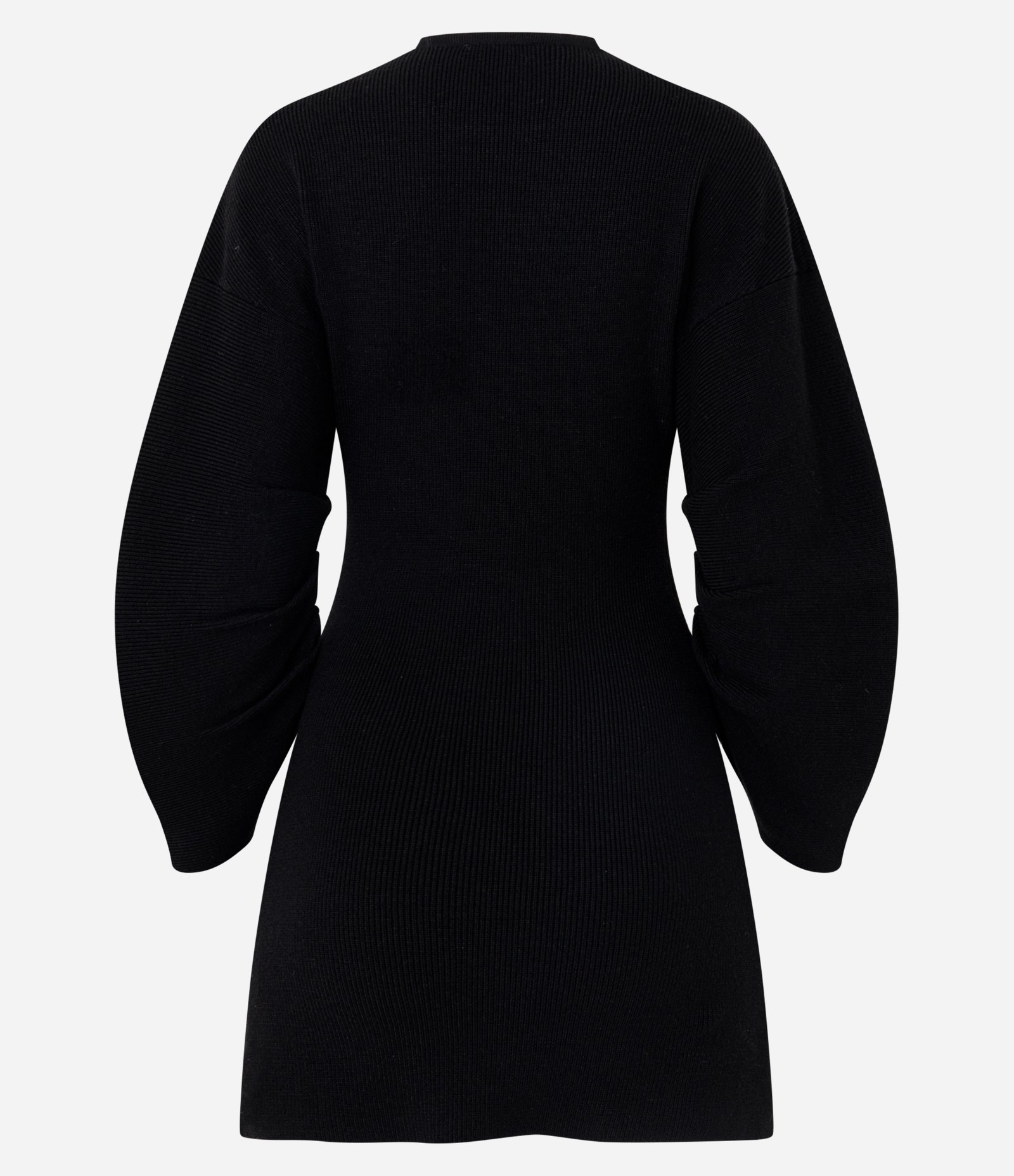 Vestido Curto em Tricô com Manga Bufante Preto 3