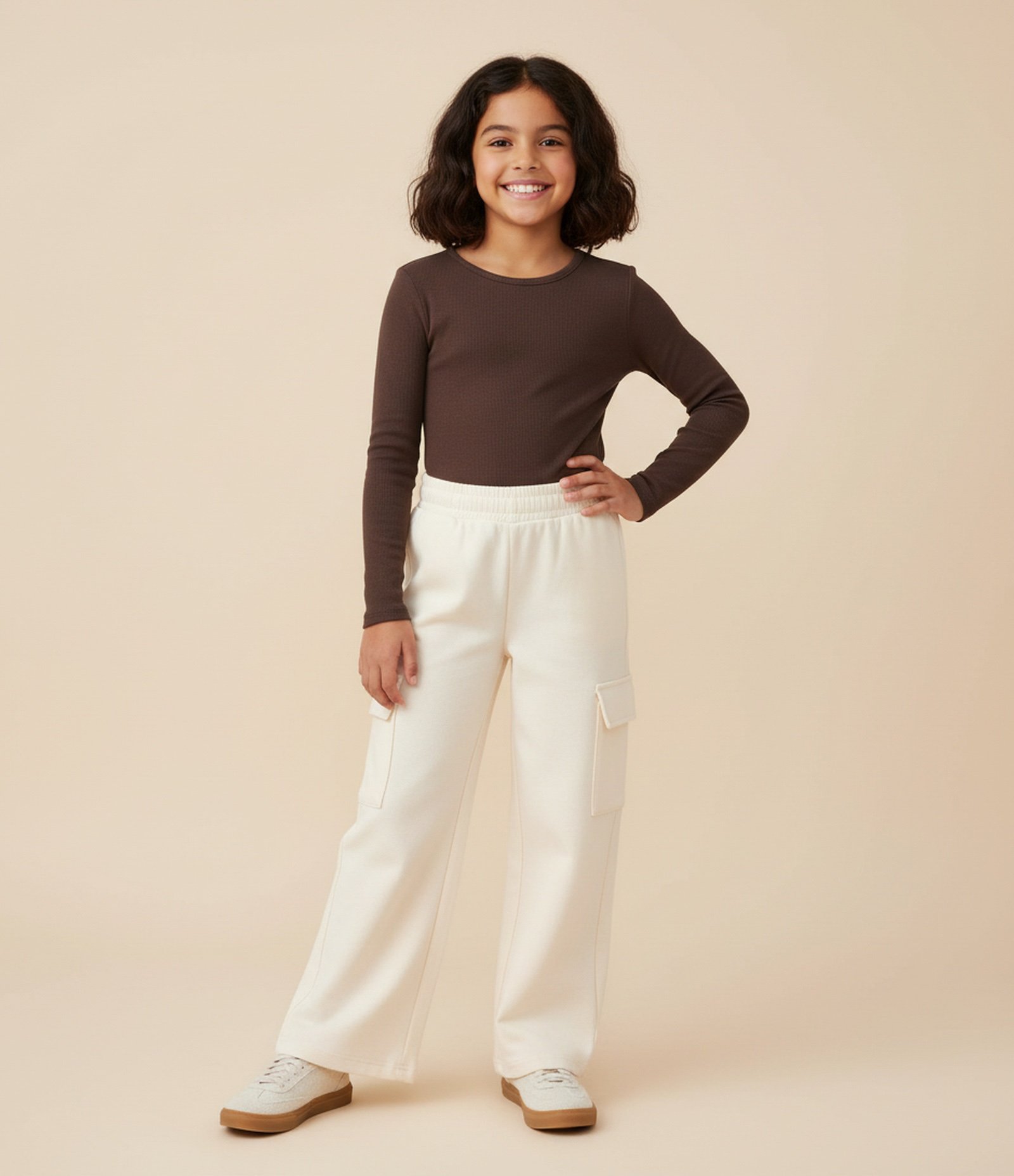 Body Infantil Baby Look Manga Longa – Tam 7 a 16 Anos Marrom 1