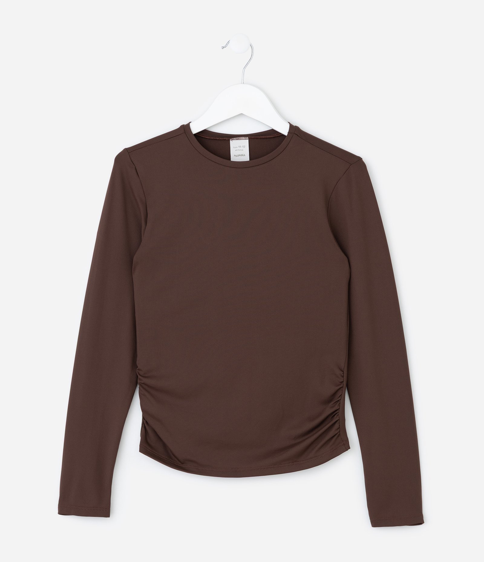 Camiseta Infantil com Franzido Lateral – Tam 5 a 14 Anos Marrom 1