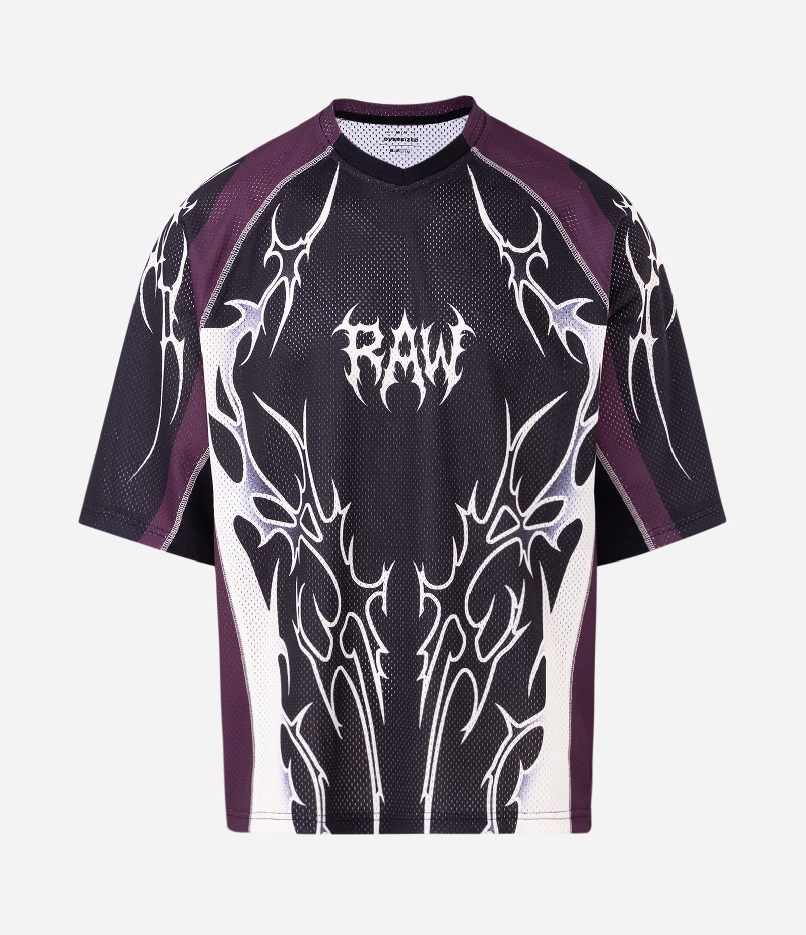 Camiseta Mesh Oversized com Estampa Tribal Preto 1