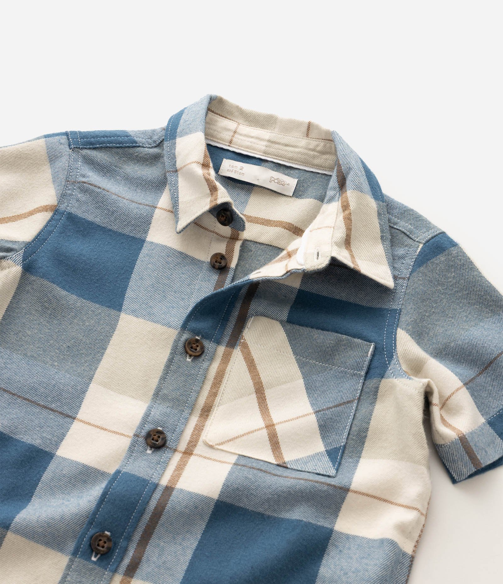 Camisa Infantil em Flanela Xadrez - Tam 1 a 6 anos Azul 4
