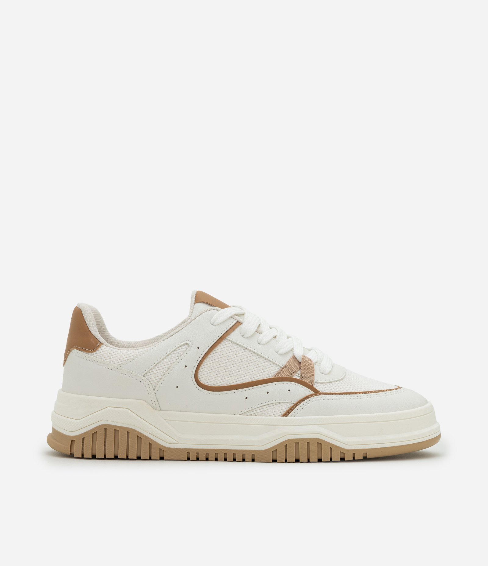 Tênis em PU com Sola Caixa e Solado com Frisos Off White 1