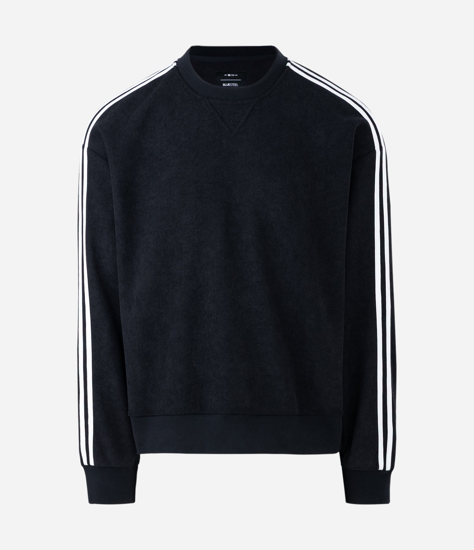 Blusão Masculino Moletom Boxy com Listras nas Mangas Preto 4