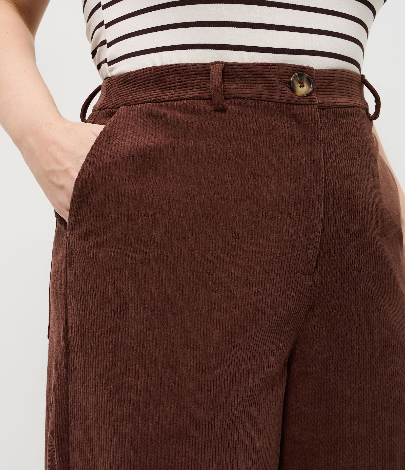 Calça Veludo Cotelê Reta Curve & Plus Size Marrom 4