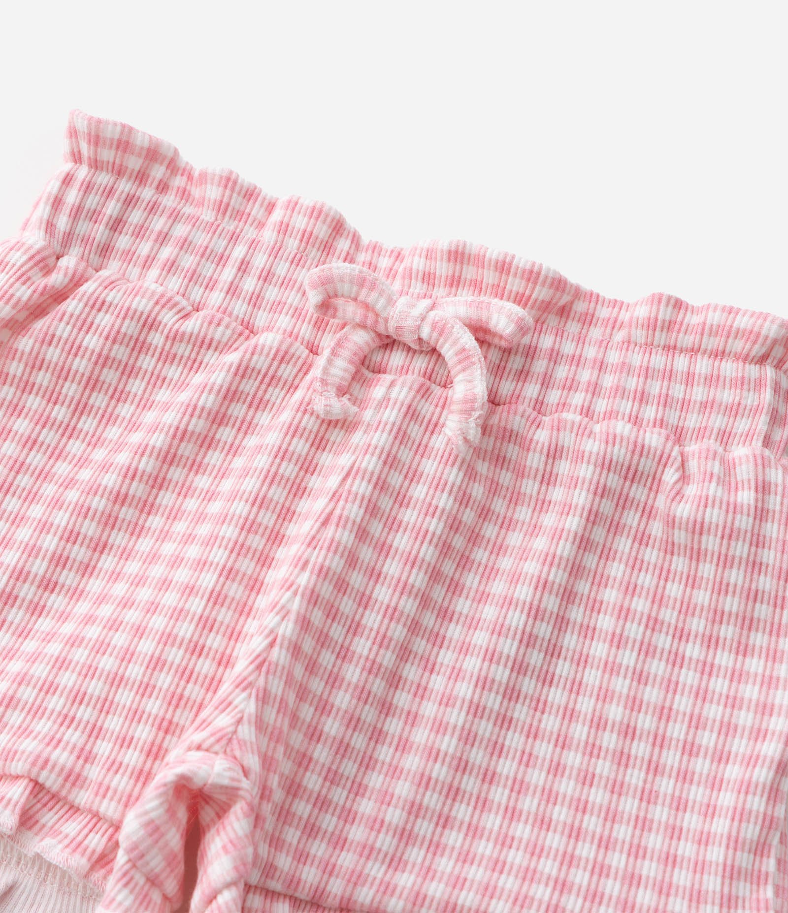 Short Ribana Vichy com Babado Bebê - Tam 0 a 18 Meses Rosa 5