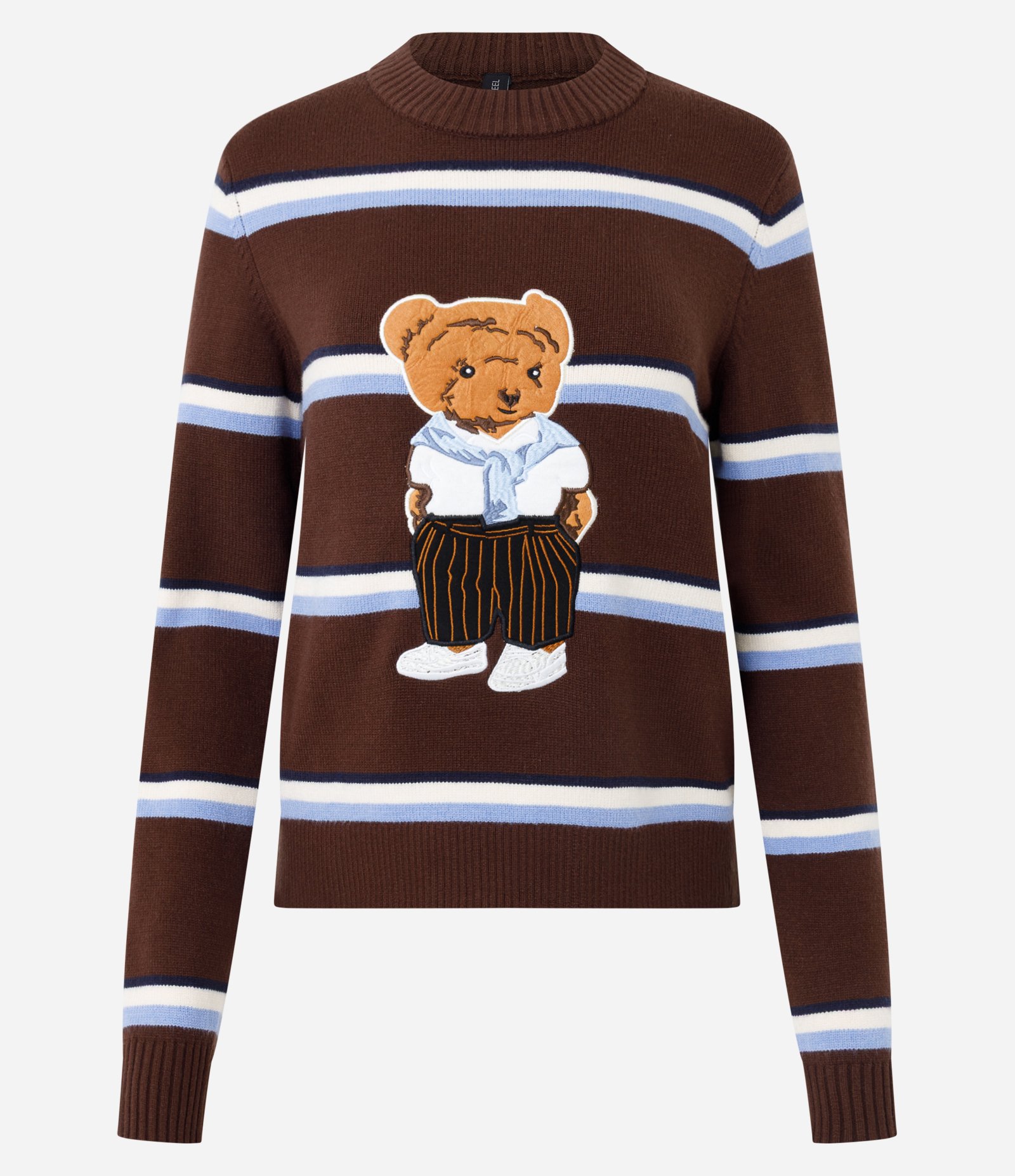 Blusa Listrada em Tricô com Bordado de Urso Marrom 5
