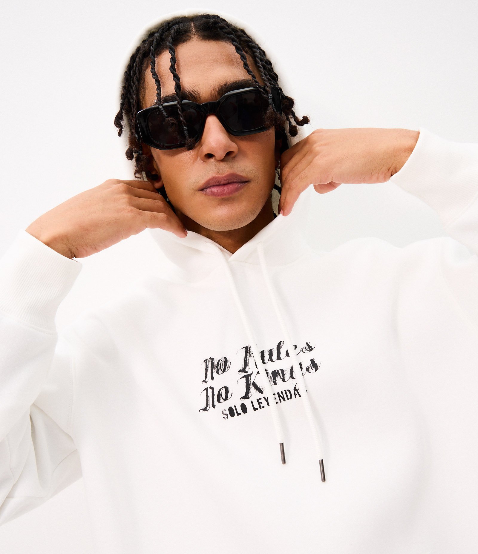 Moletom com Lettering No Mercy com Capuz Branco 3