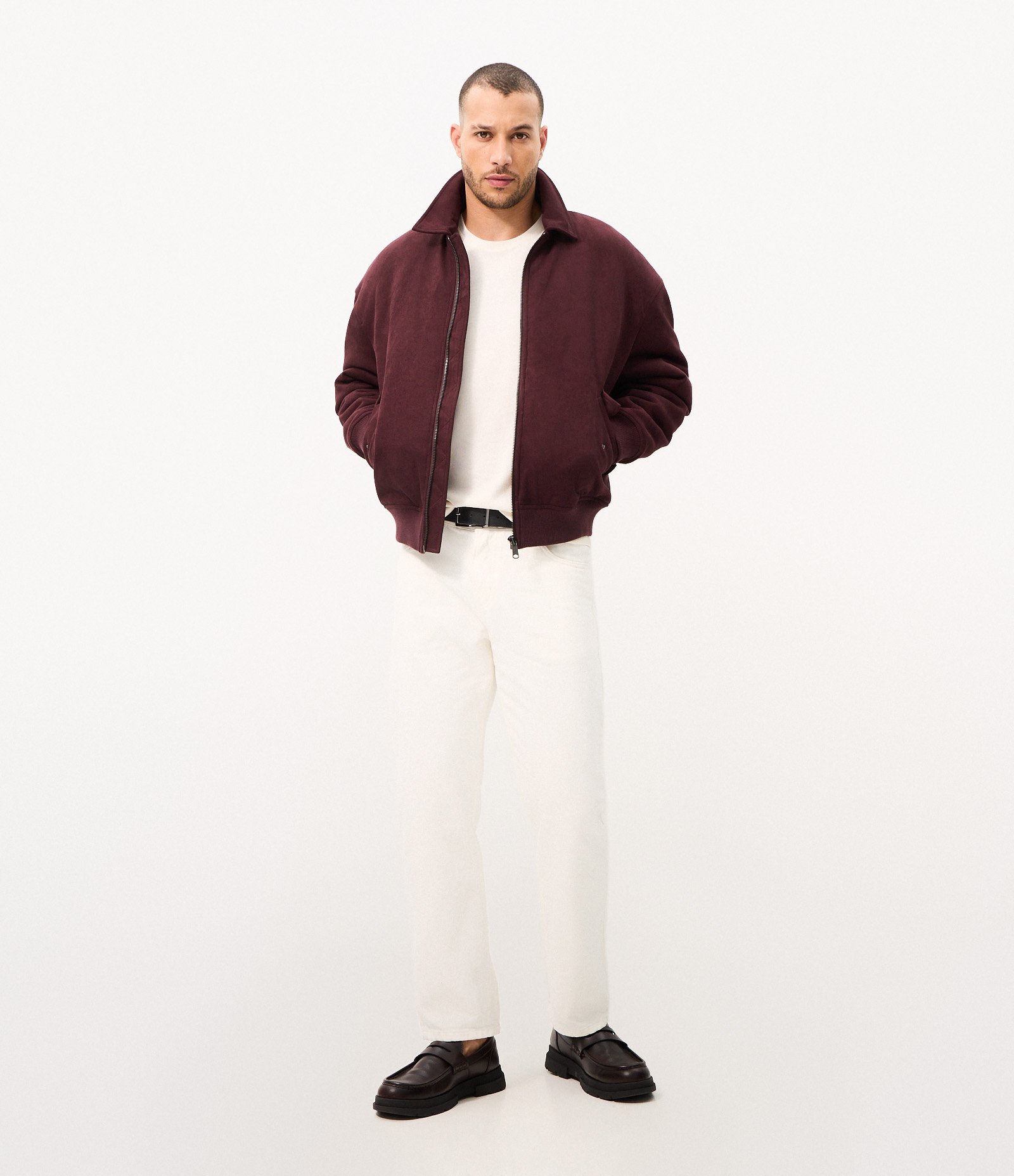Jaqueta Pesada Bomber em Suede com Bolso Marrom 3