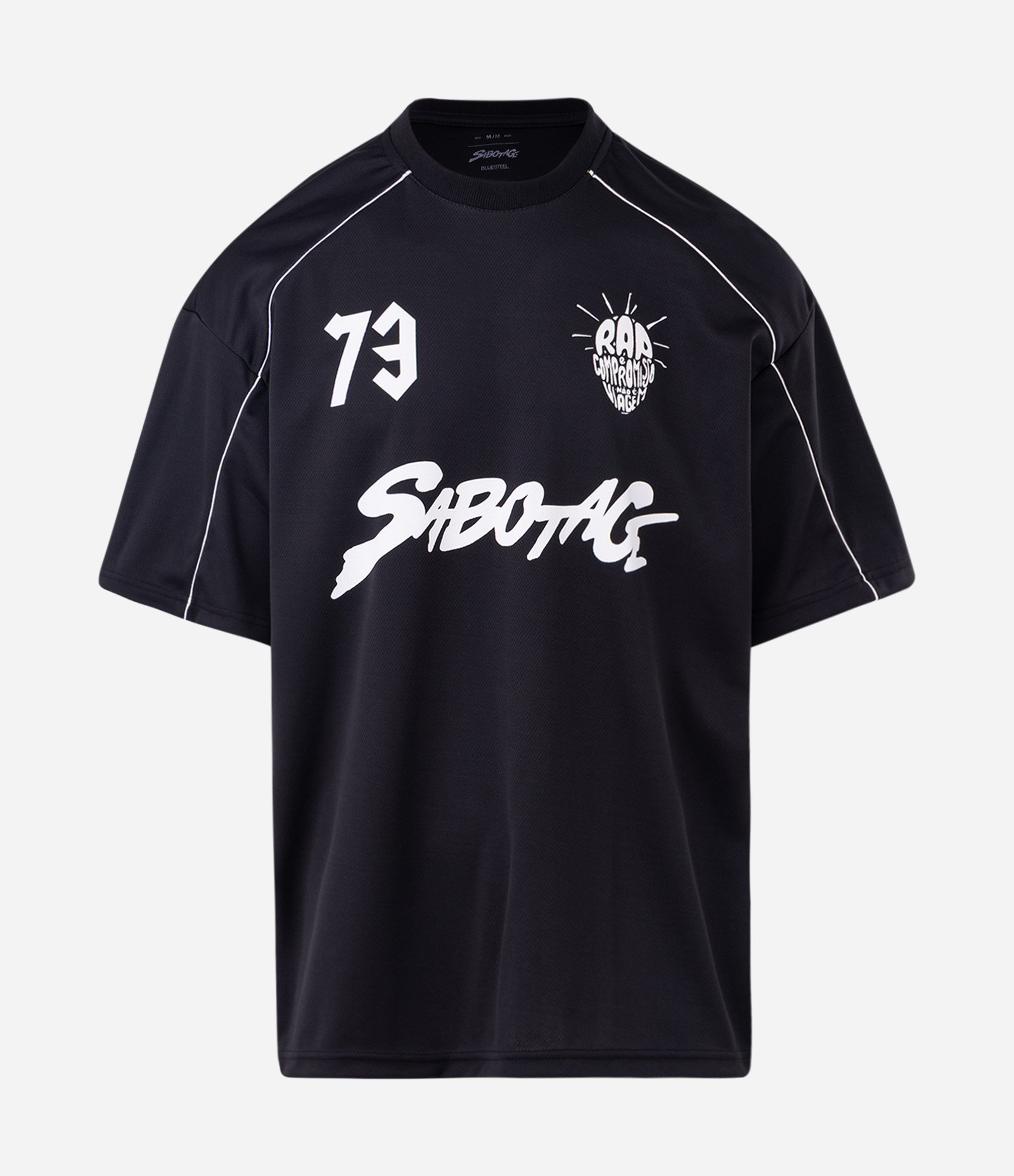 Camiseta Oversized SABOTAGE 73 com Estampa Preto 5