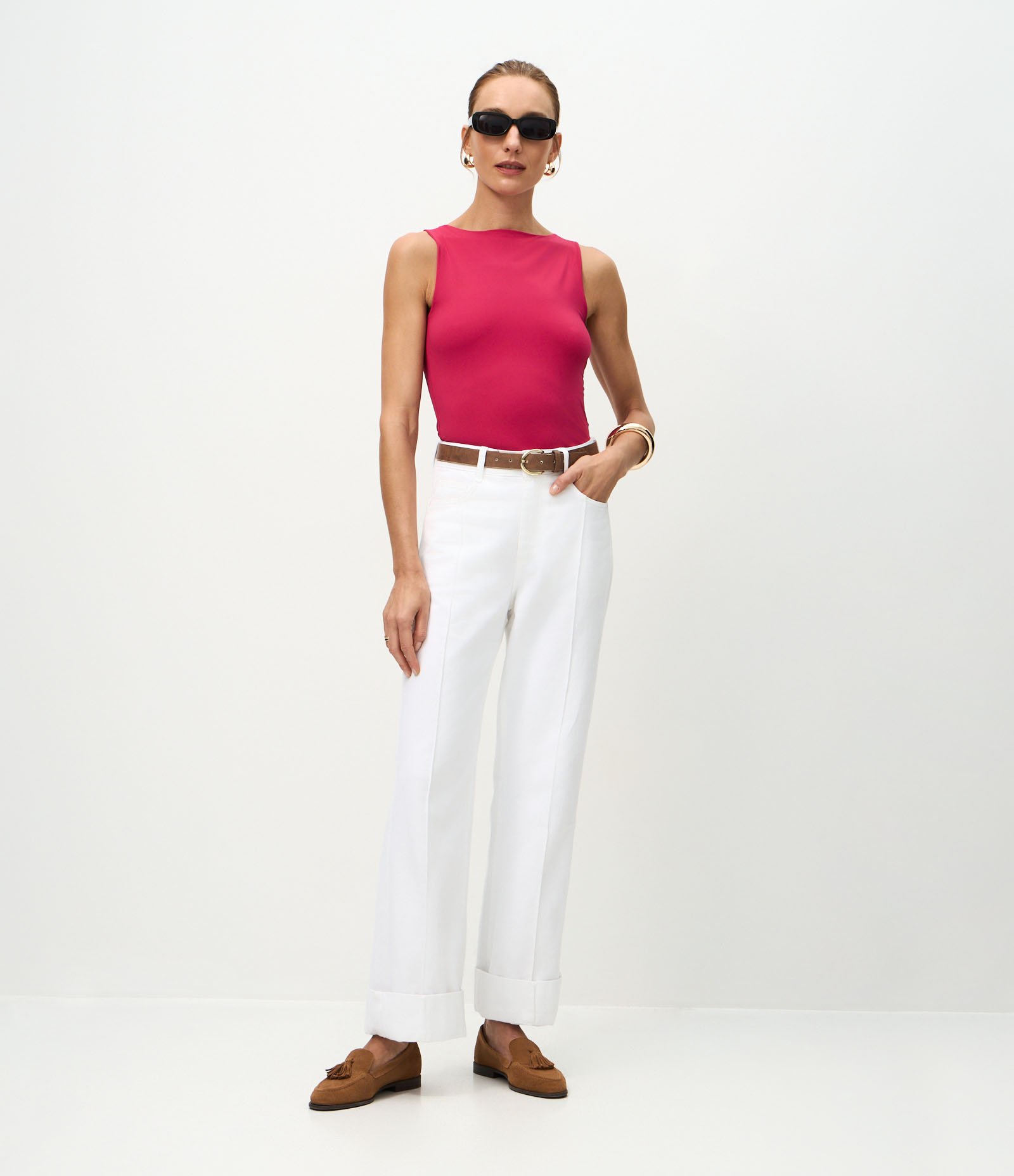 Blusa Regata com Gola Halter em Poliamida Rosa 2