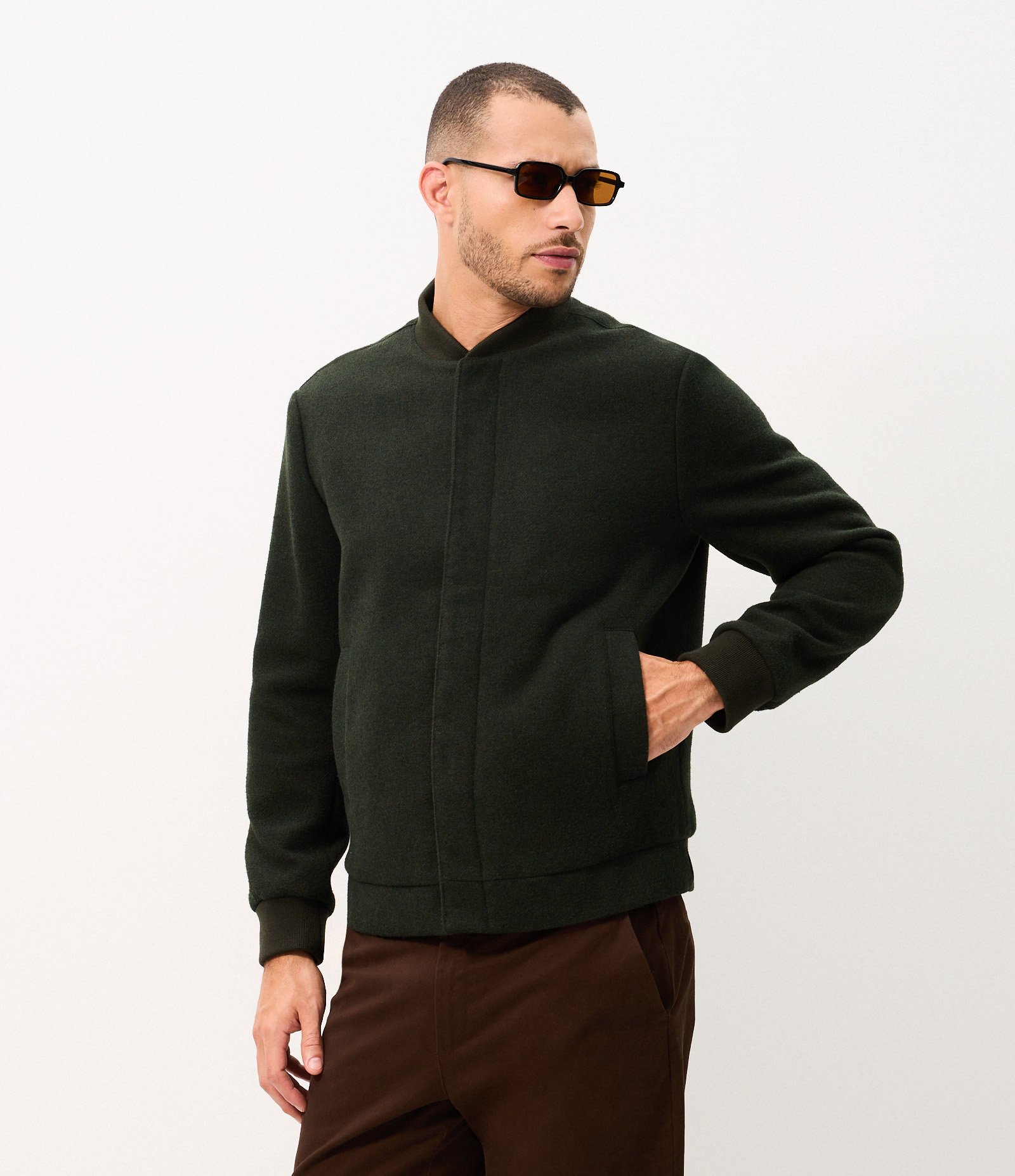 Jaqueta Bomber em Polivelour com Zíper Verde 1