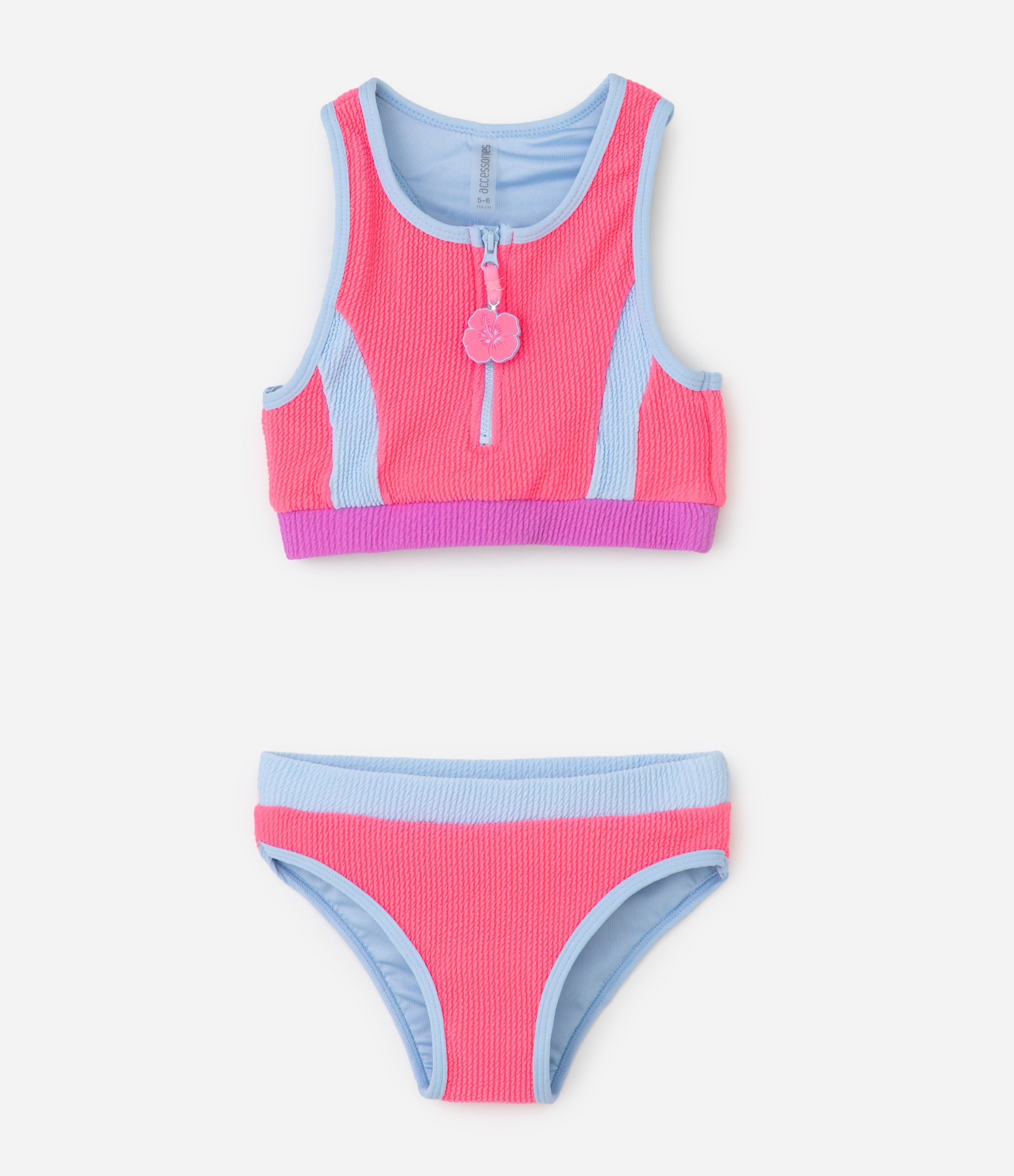 Biquini Top E Bottom com Cores Contrastantes Infantil - Tam 5 a 14 Anos Rosa 1