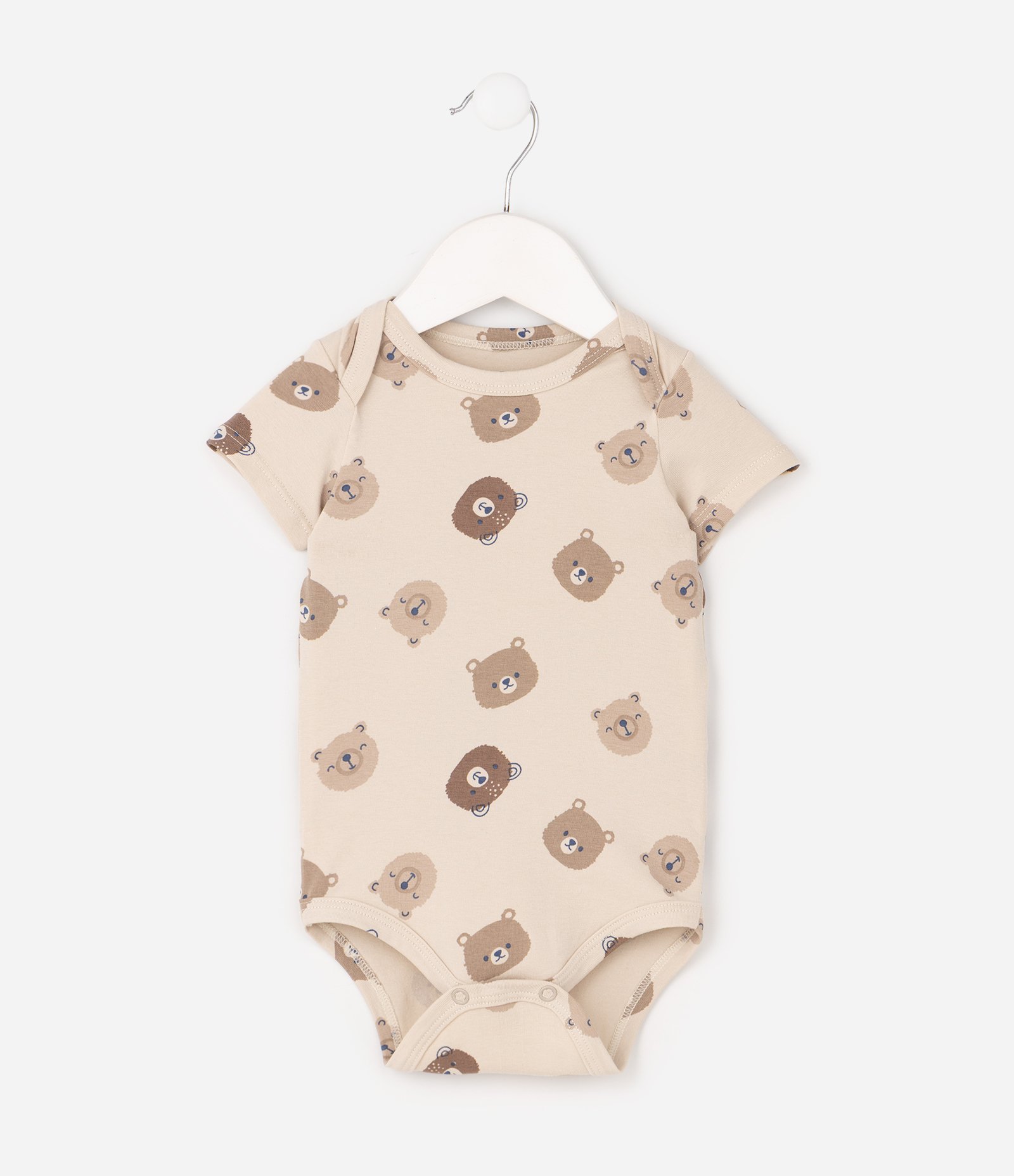 Body Infantil com Estampa Carinhas de Urso – Tam RN a 18 Meses Bege 2