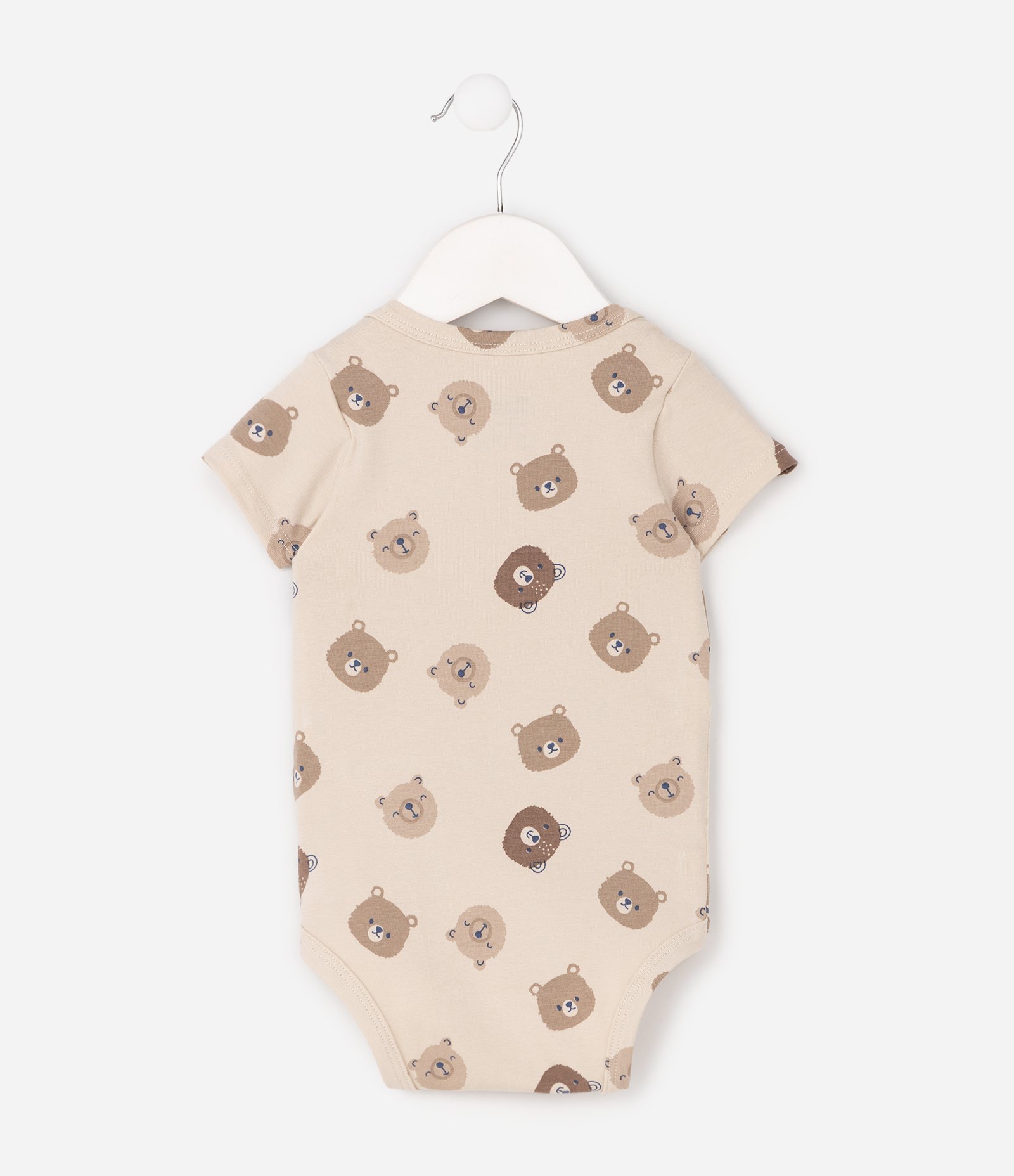 Body Infantil com Estampa Carinhas de Urso – Tam RN a 18 Meses Bege 3