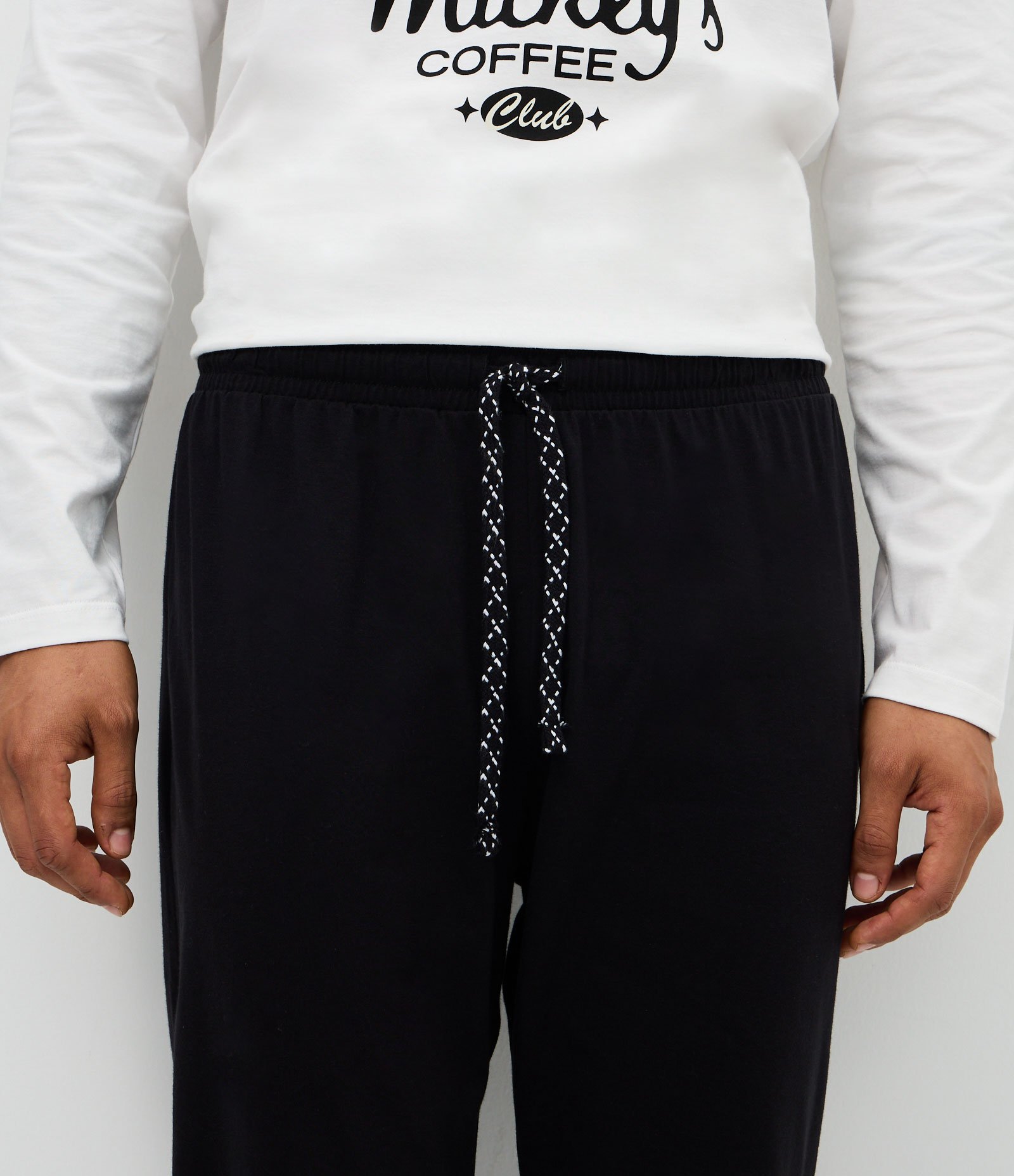 Pijama Longo Mickey Coffee Club em Algodão Branco 3