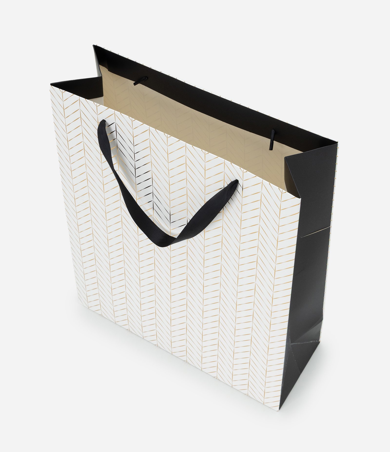 Sacola Média em Papel com Foil Espinha de Peixe Branco 3