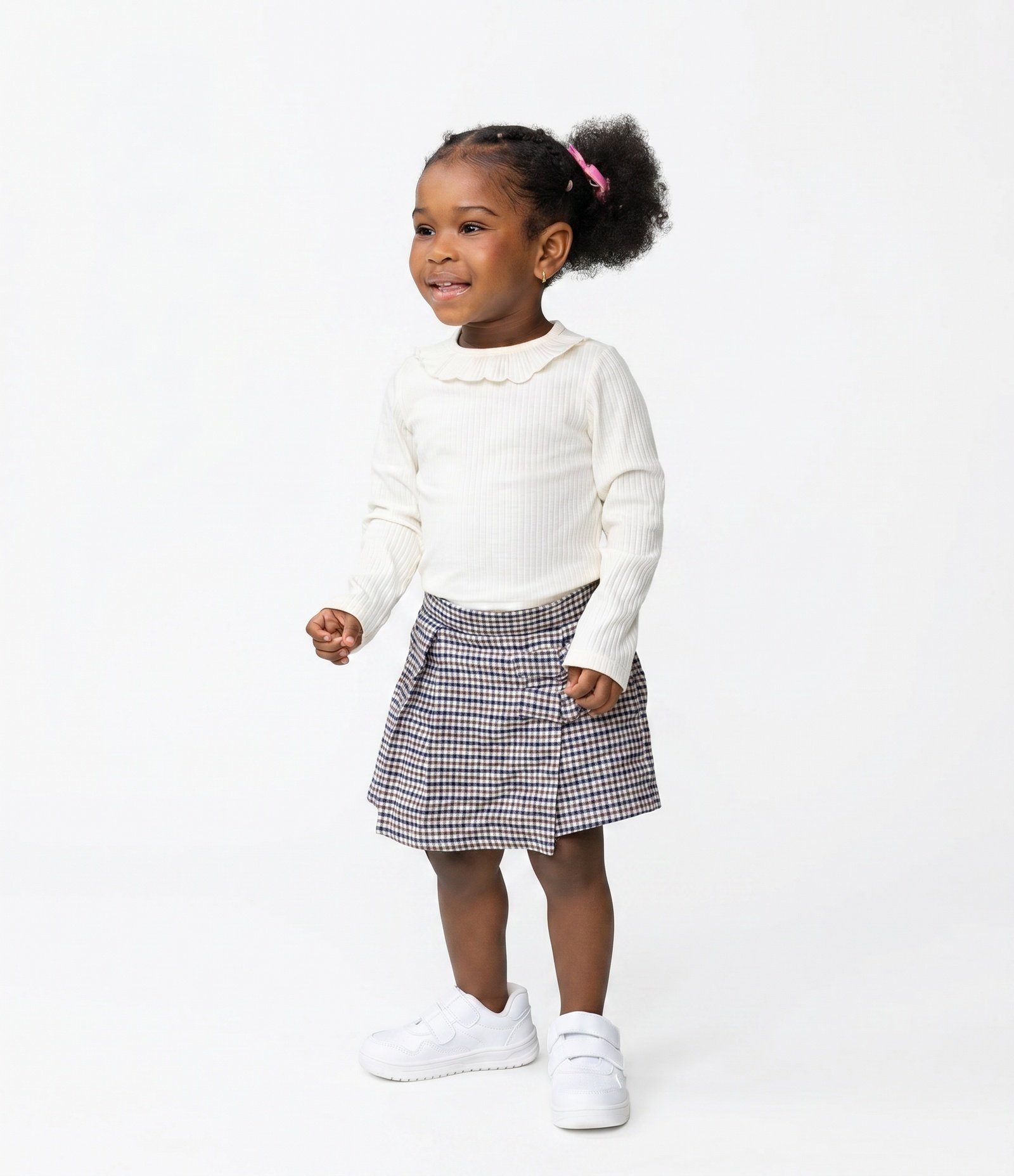 Blusa Infantil Canelada com Babado na Gola – Tam 1 a 6 Anos Off White 1