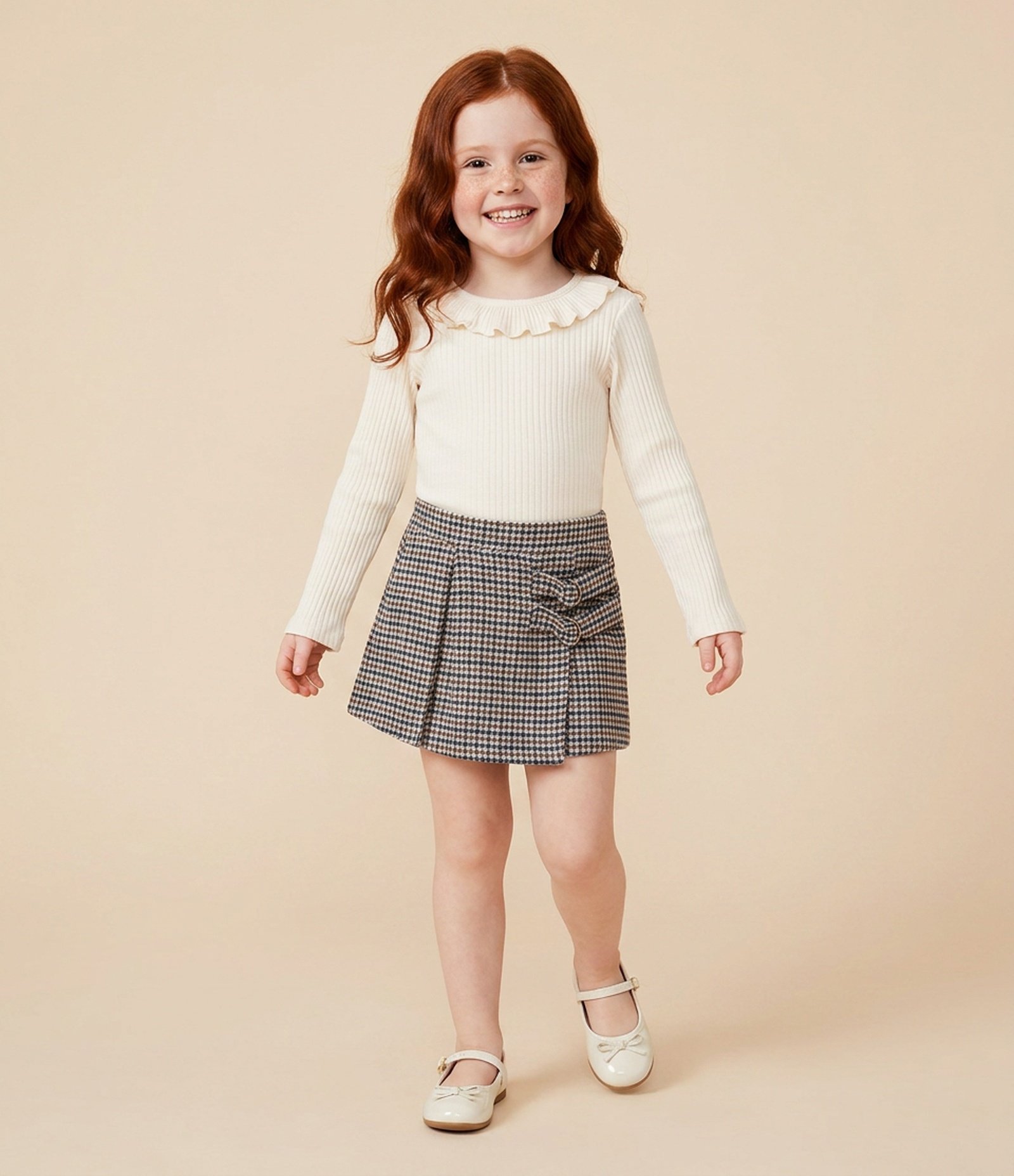 Blusa Infantil Canelada com Babado na Gola – Tam 1 a 6 Anos Off White 2
