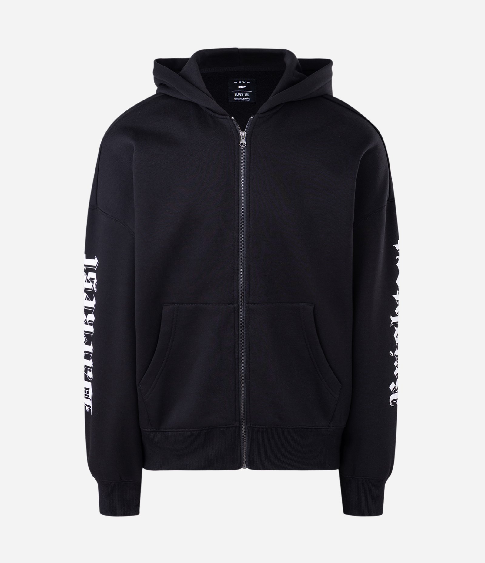 Moletom Aberto com Zíper e Estampa nas Mangas Preto 5