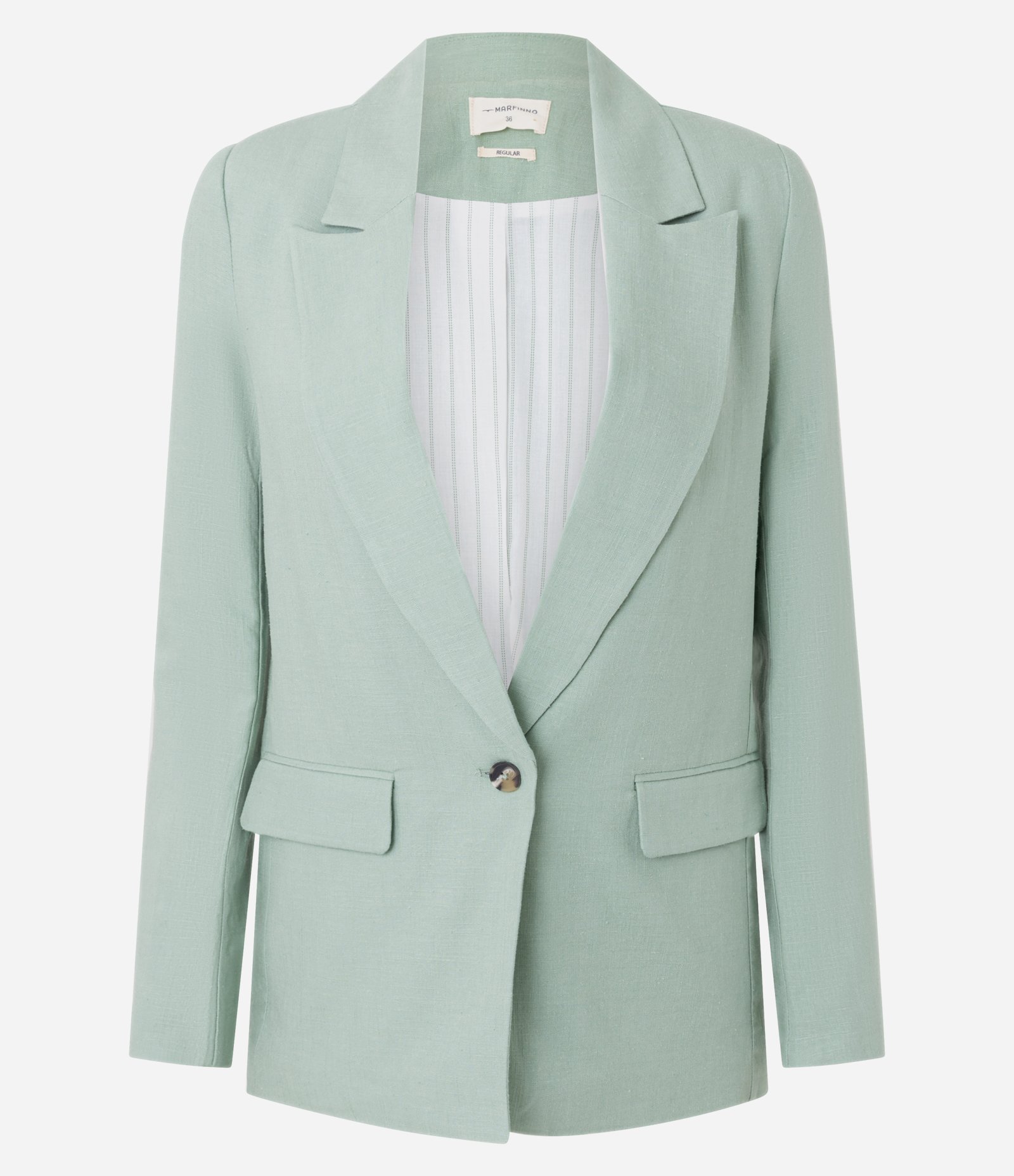 Blazer em Viscolinho com Lapelas e Botão Único Verde Claro 5