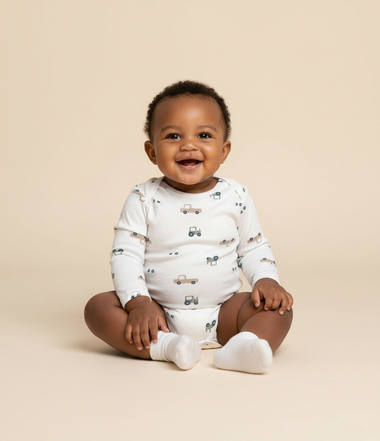 Body Infantil com Estampa Carrinhos – Tam 0 a 18 Meses Branco 1