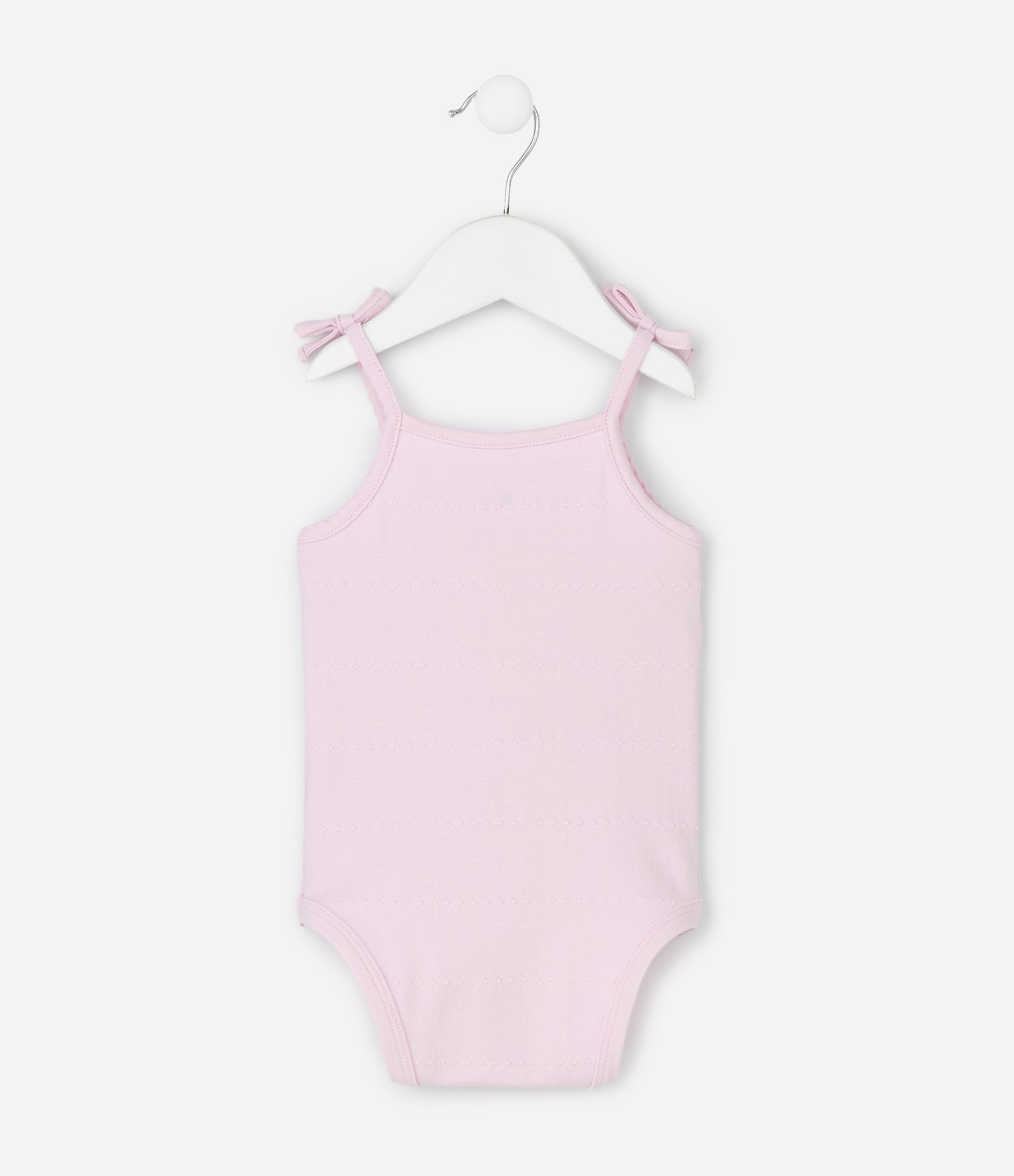Body Infantil Canelado sem Manga com Lacinhos – Tam 3 a 18 Meses Rosa Claro 3