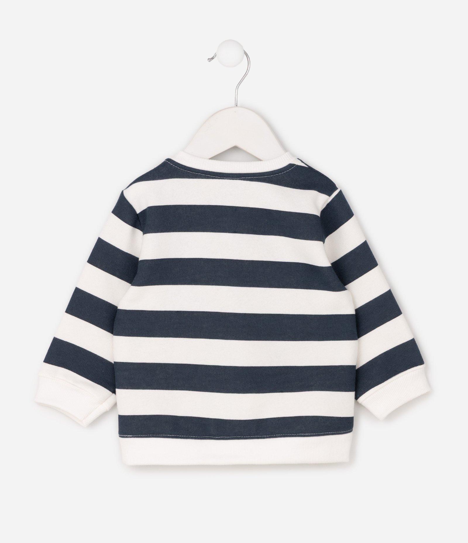 Casaco Infantil Listrado com Bordado de Ursinho – Tam 0 a 18 Meses Branco/Azul 3