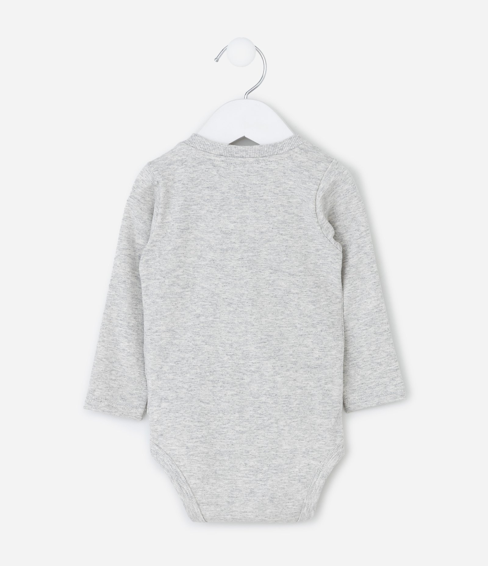 Body Bebê em Cotton com Recortes e Bolso Frontal – Tam 0 a 18 Meses Cinza Mescla 3