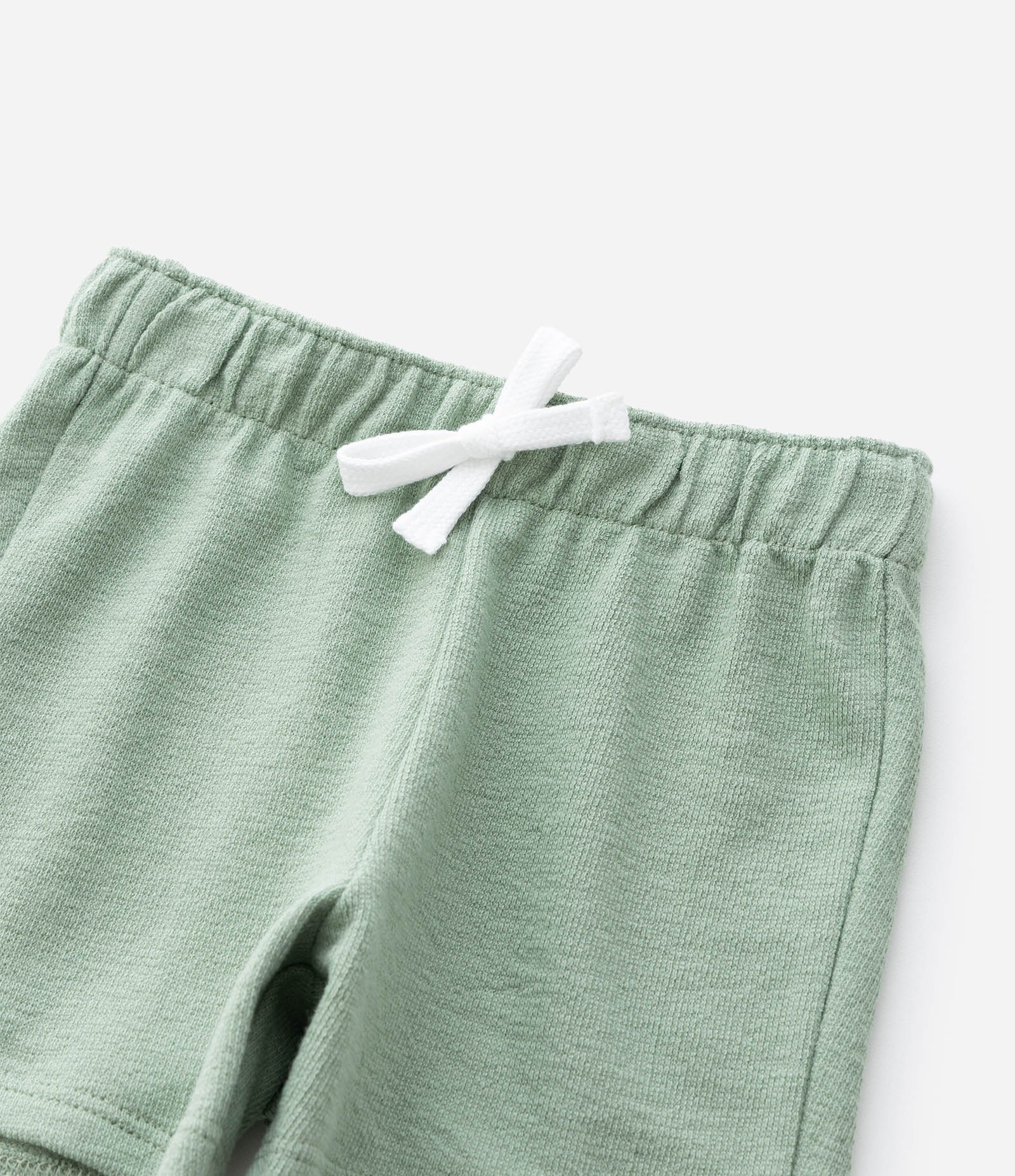 Conjunto Infantil com Camiseta Listrada e Bermuda – Tam 0 a 18 Meses Verde/Branco 8