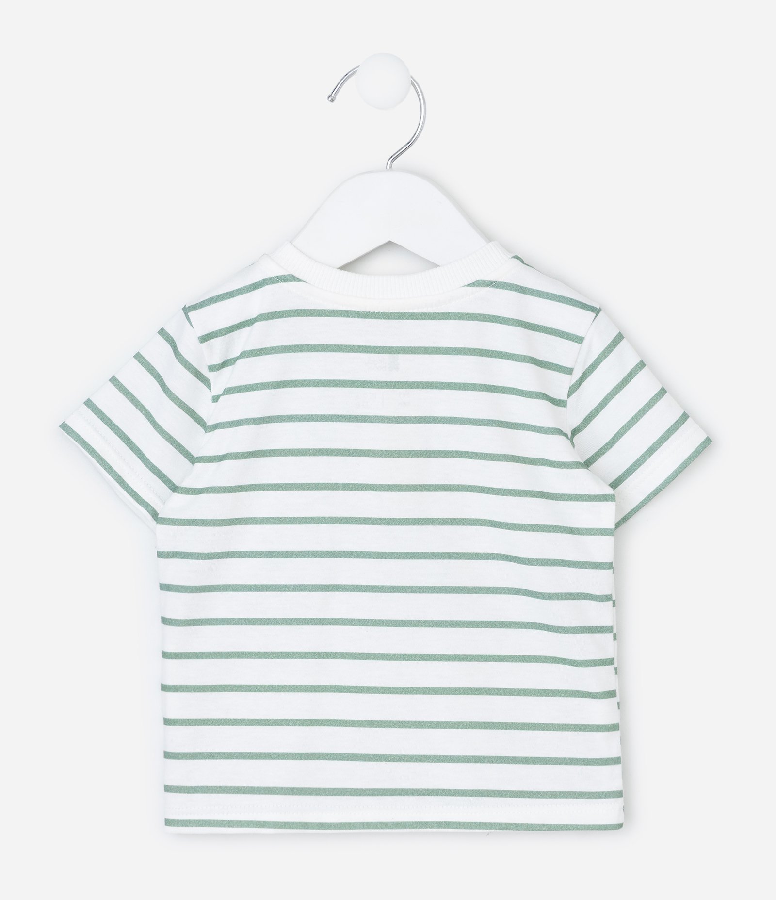 Conjunto Infantil com Camiseta Listrada e Bermuda – Tam 0 a 18 Meses Verde/Branco 3