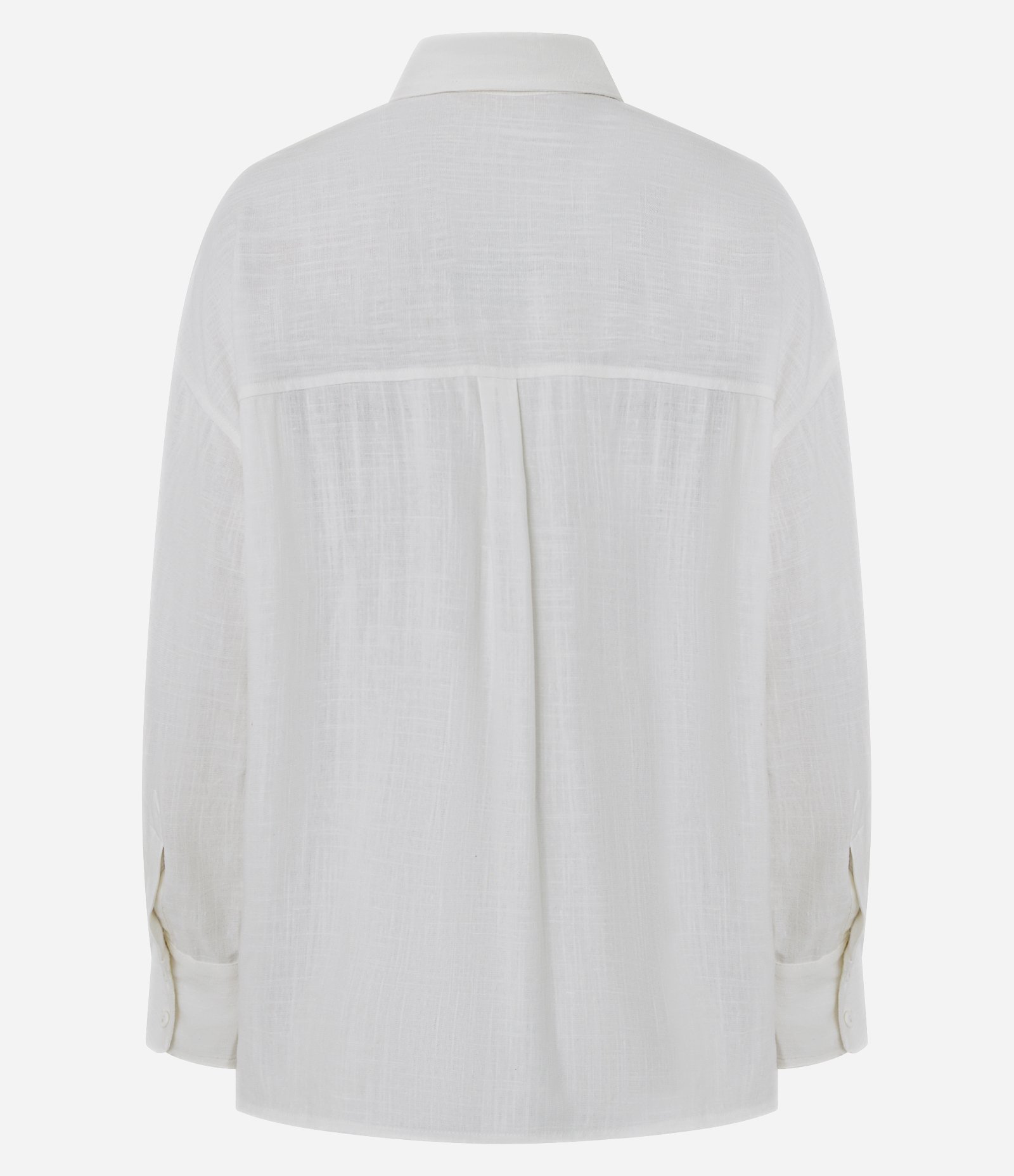 Camisa Oversized em Viscolinho com Punhos Ajustados Branco 6