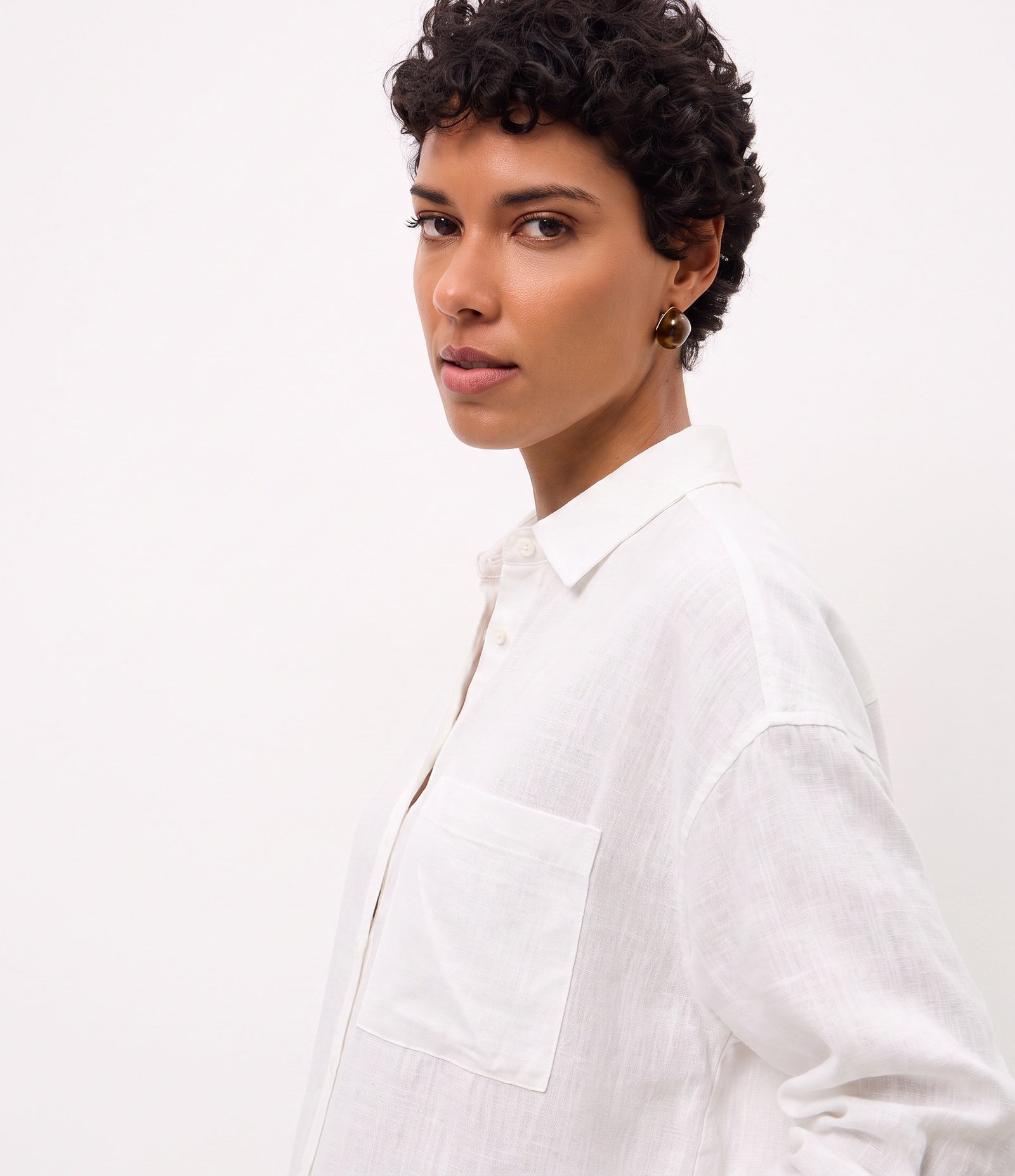 Camisa Oversized em Viscolinho com Punhos Ajustados Branco 2