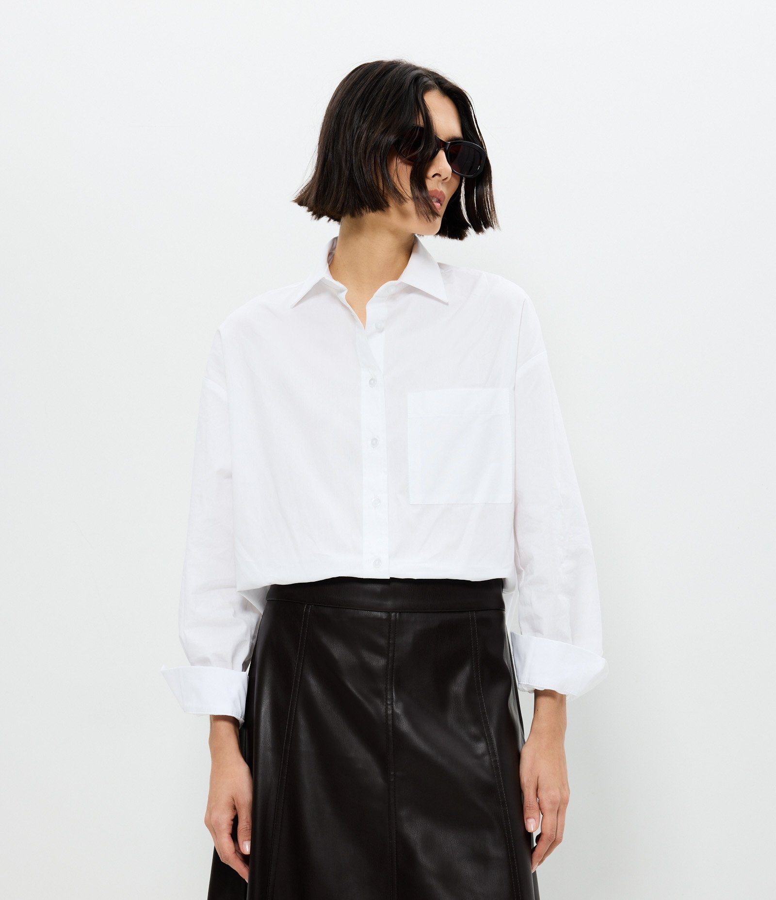 Camisa em Tricoline com Bolso Frontal Branco 1