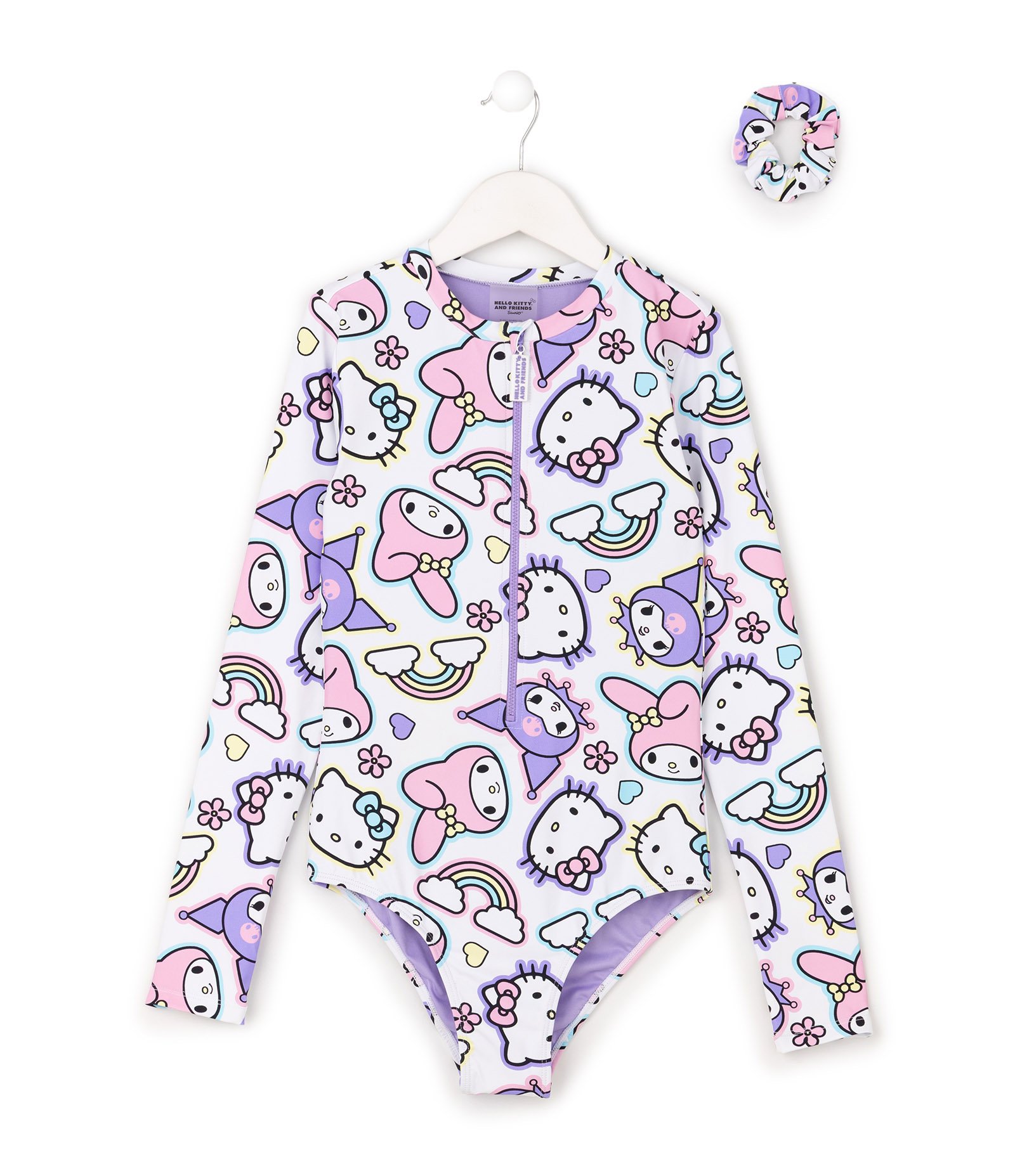 Maiô Infantil com Zíper e Estampa Fullprint Hello Kitty – Tam 5 a 16 Anos Branco 1