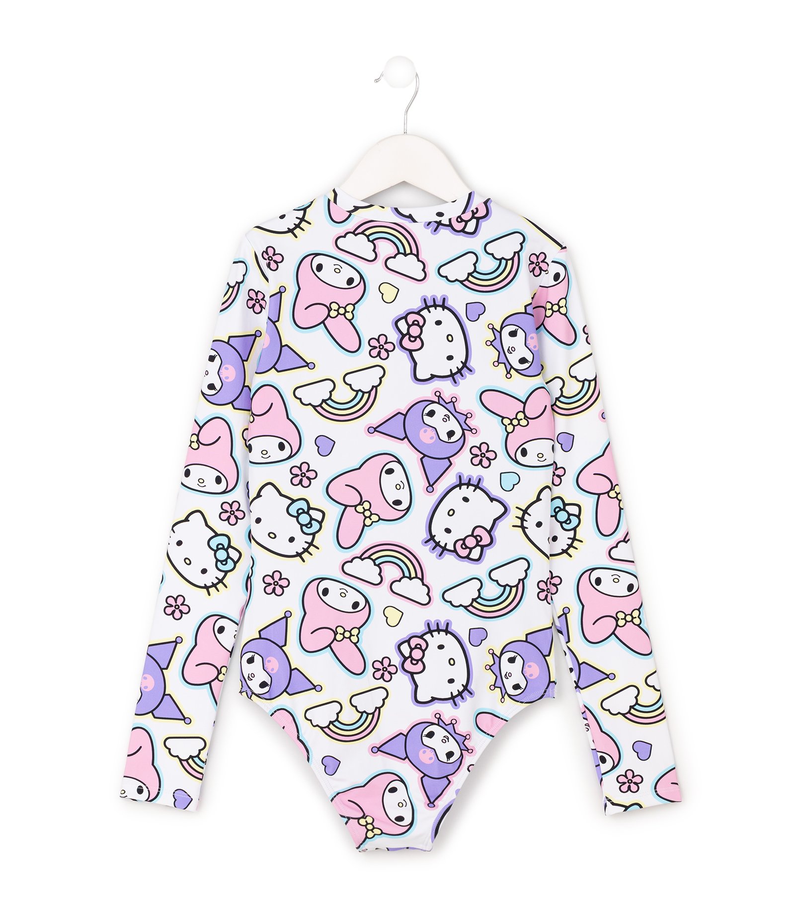 Maiô Infantil com Zíper e Estampa Fullprint Hello Kitty – Tam 5 a 16 Anos Branco 2