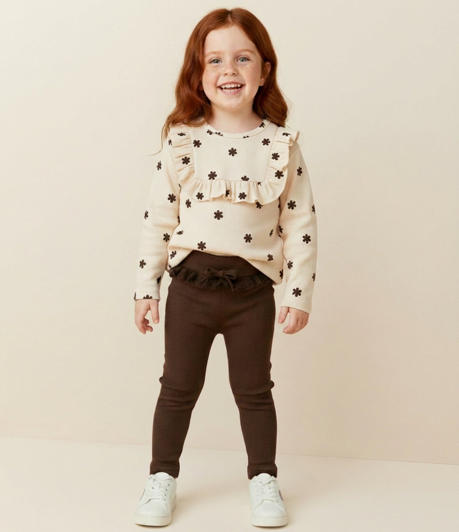Blusa Infantil Texturizada com Babado e Estampa Floral – Tam 1 a 6 Anos Off White 1