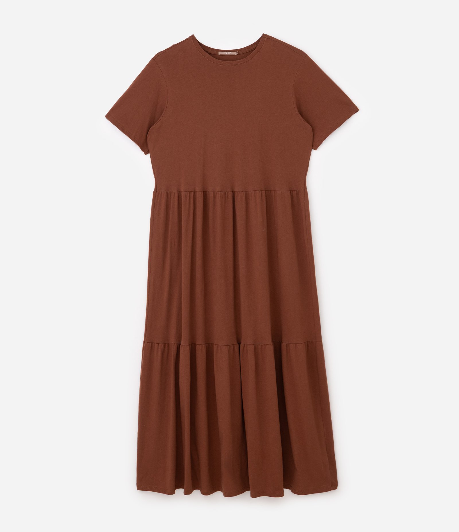 Vestido Midi Marias em Meia Malha Curve & Plus Size Marrom 1